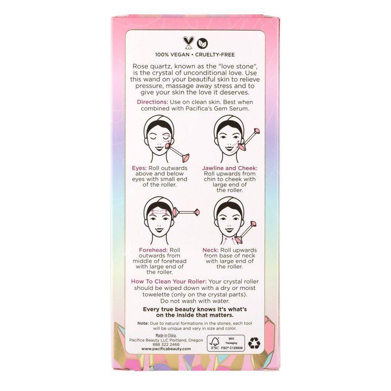 Pacifica Crystal Wand Secret Weapon Rose Quartz Facial Roller - 1ct