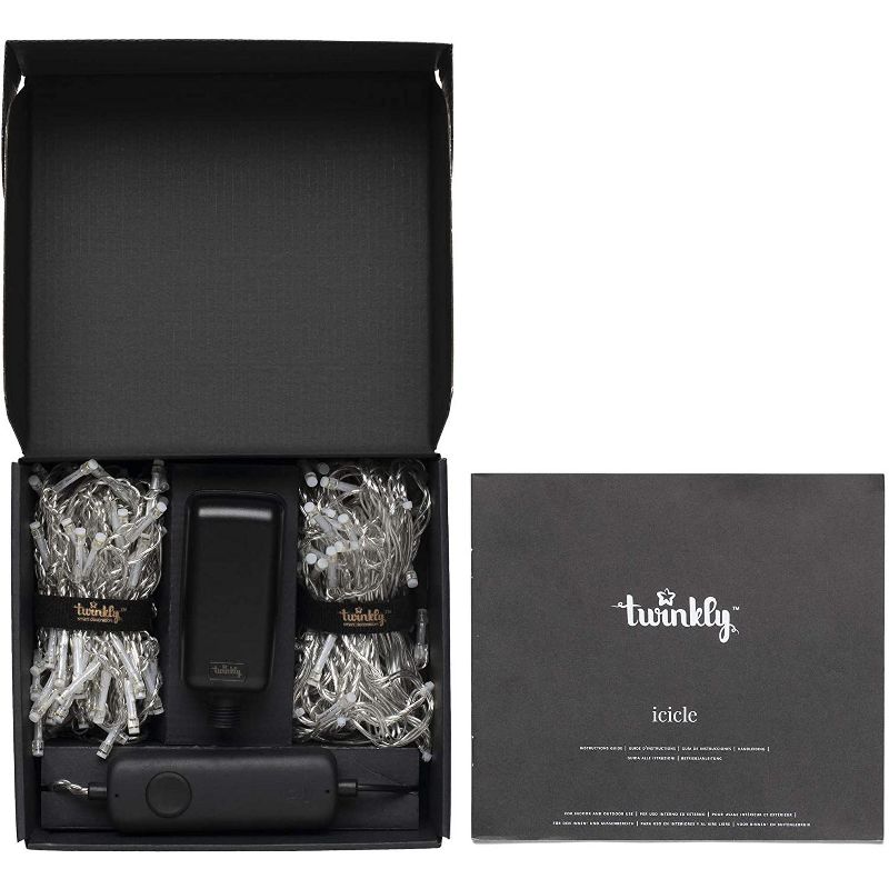 Twinkly 190 LED RGB Multicolor 16x2 ft Color Changing Icicle Lights, Bluetooth and WiFi Controlled, Decorative Lights for Indoor or Outdoors