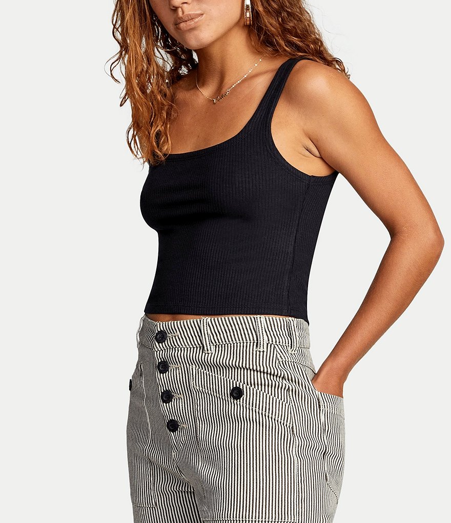 RVCA Concourse Sleeveless Cropped Rib-Knit Tank Top