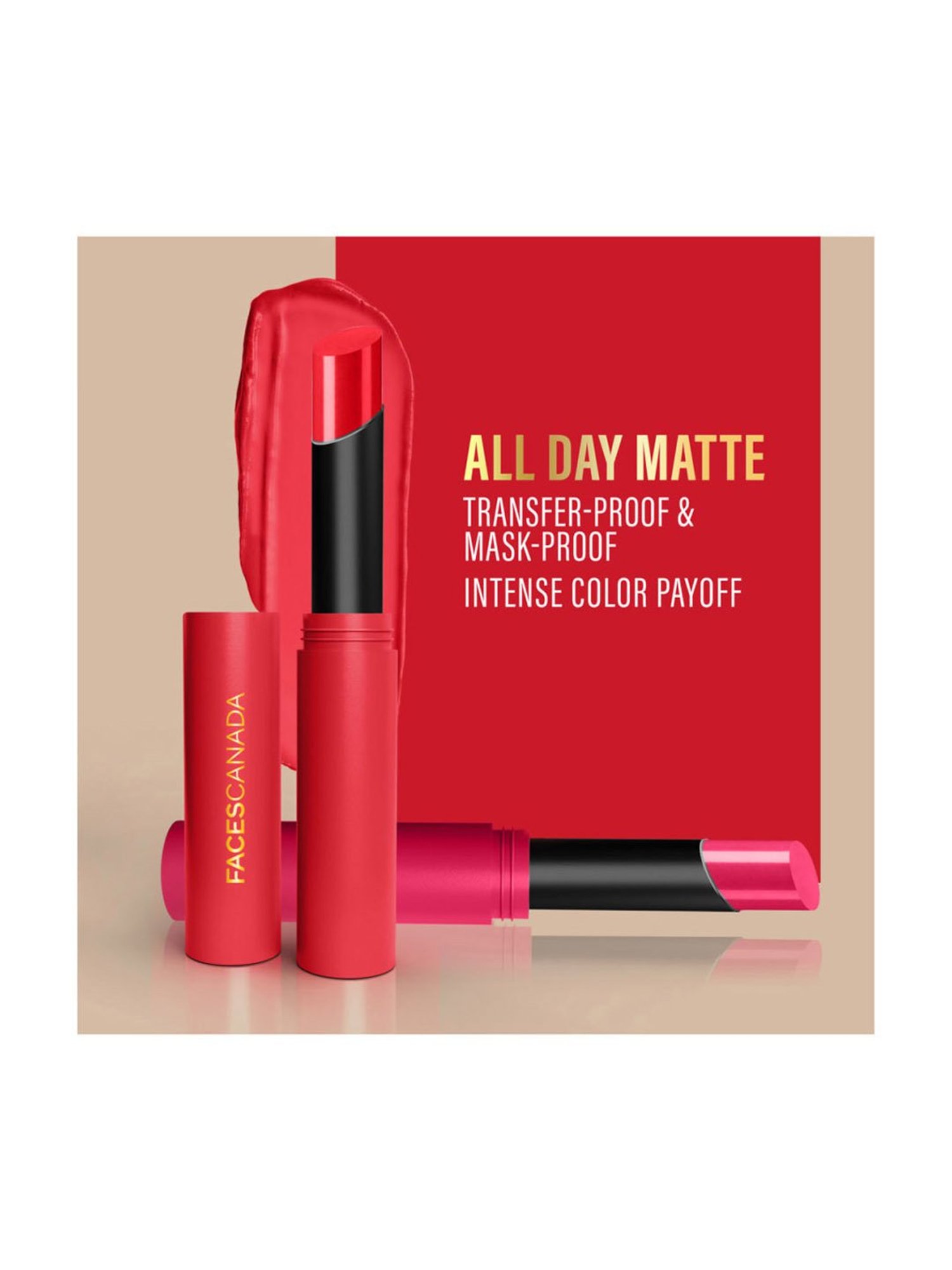 Faces Canada Long Stay 3-in-1 Matte Lipstick Raging Red 10 - 2 gm