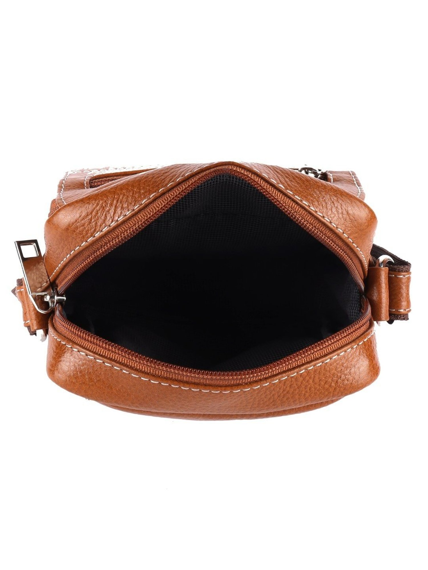 HiLEDER Brown Textured Small Leather 7 inch Cross Body Bag