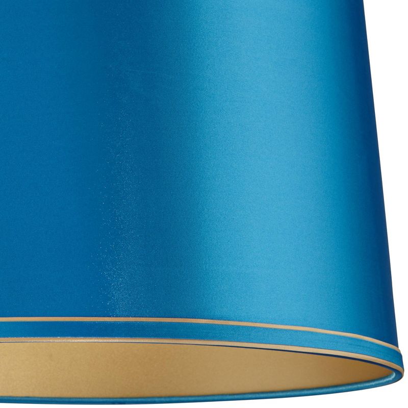 Springcrest Turquoise Medium Drum Lamp Shade with Gold Trim 14" Top x 16" Bottom x 11" High (Spider) Replacement with Harp and Finial