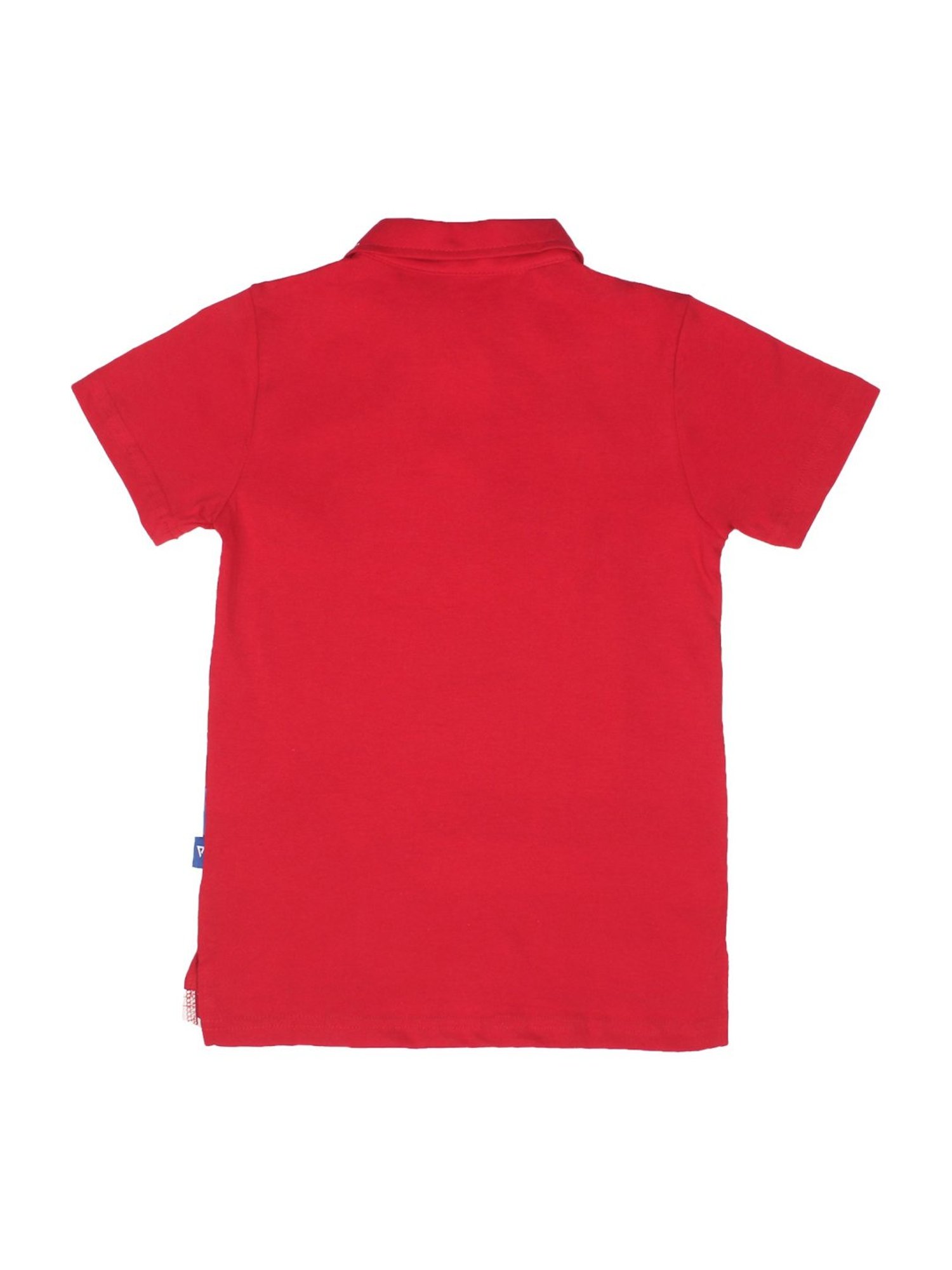 Proteens Kids Red Cotton Printed Polo T-Shirt