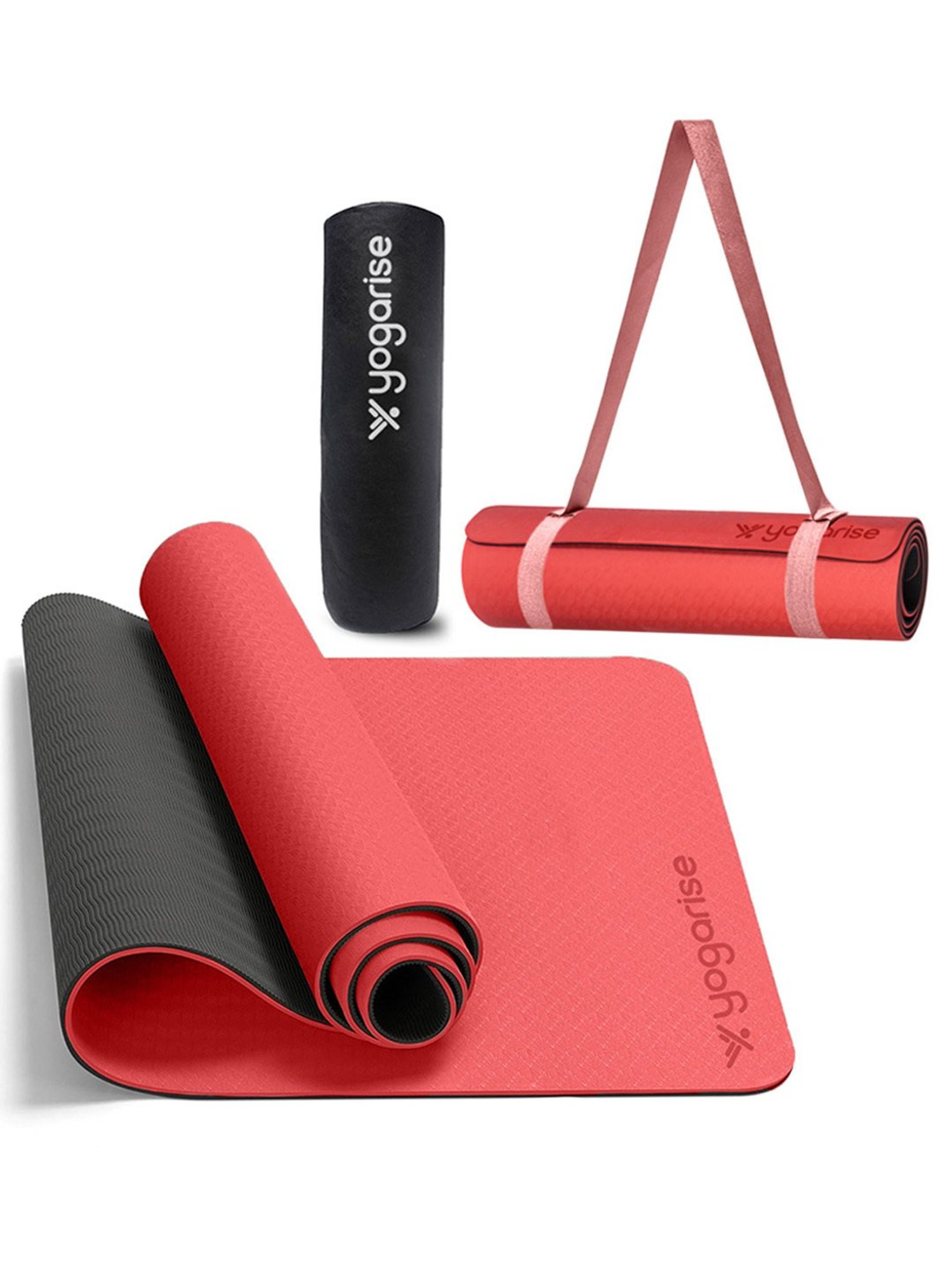 Yogarise Yoga Mat with Carry Bag & Strap (Red) Size - 6mm