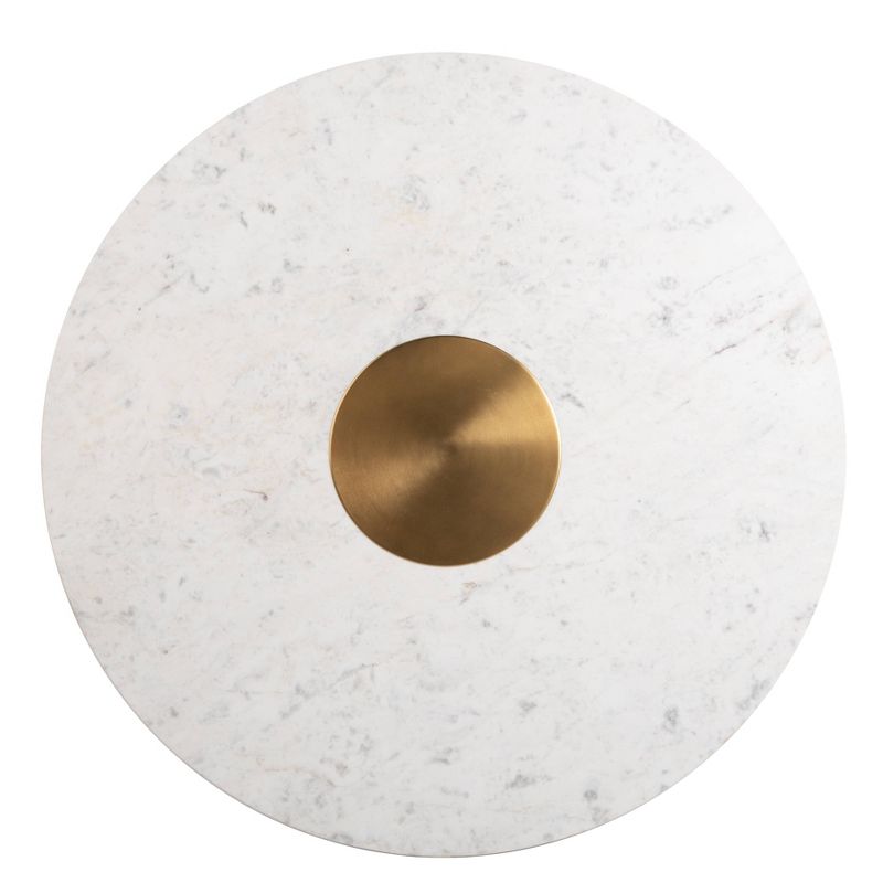 40" Gwen Pedestal Marble Dining Table White/Gold - Safavieh