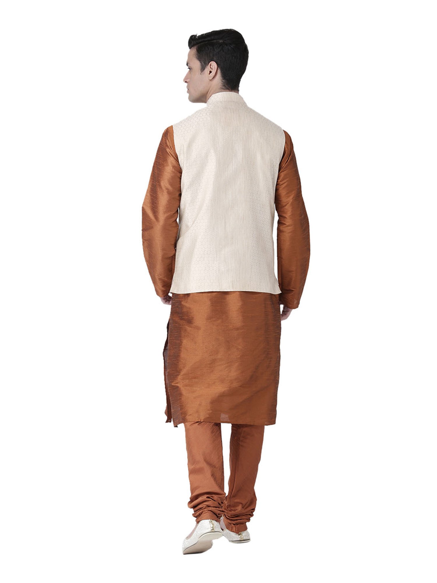 Vastramay White Cotton Straight Fit Embroidery Ethnic Suits