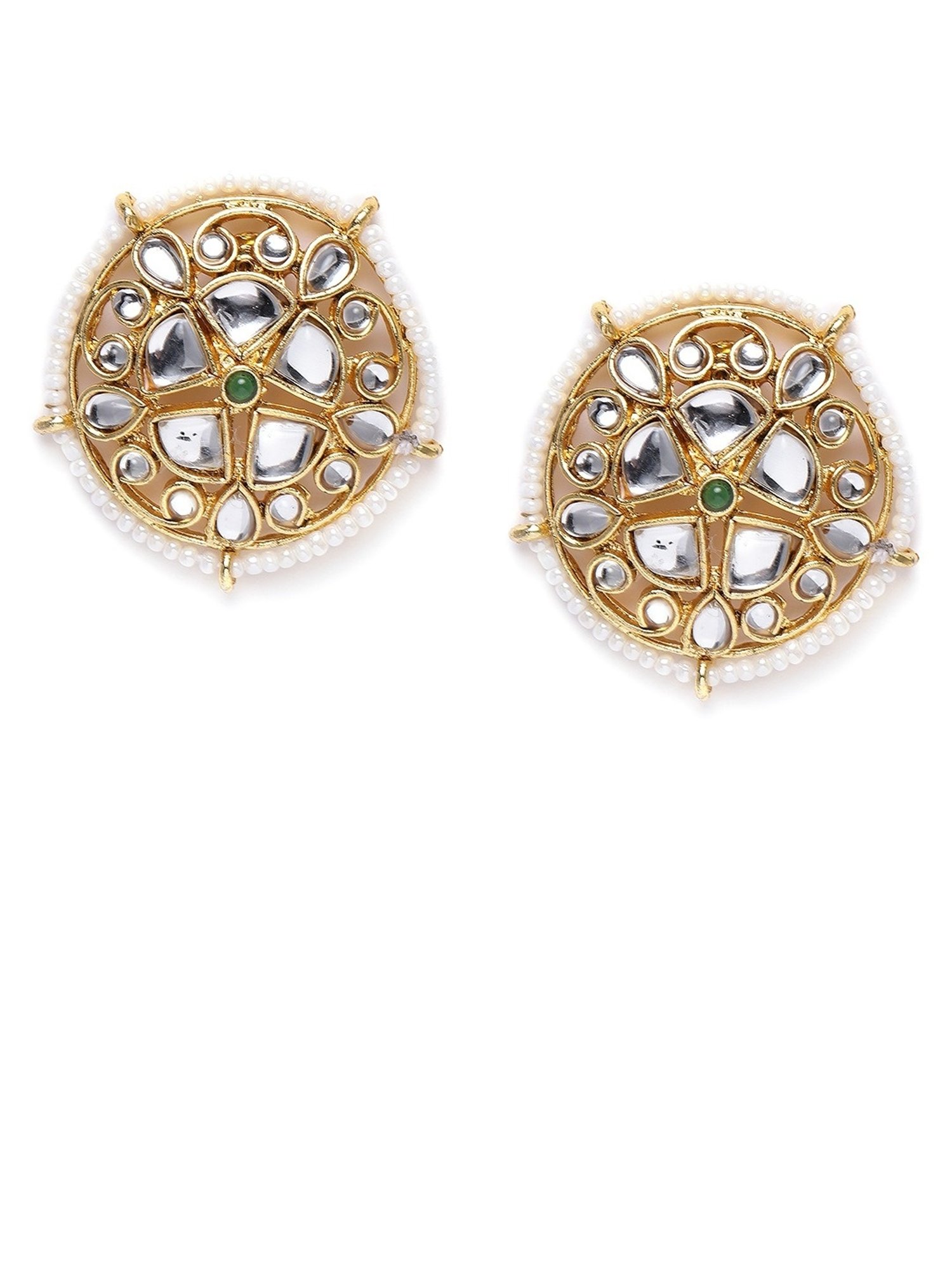 Zaveri Pearls Gold Tone Kundan & Multistrand Pearls Choker Necklace & Earring Set-ZPFK10244