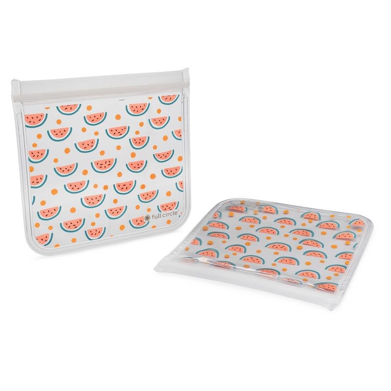 3.5 Cup 2pk Reusable Lunch Bag Set (1 Sandwich/1 Snack) Watermelon