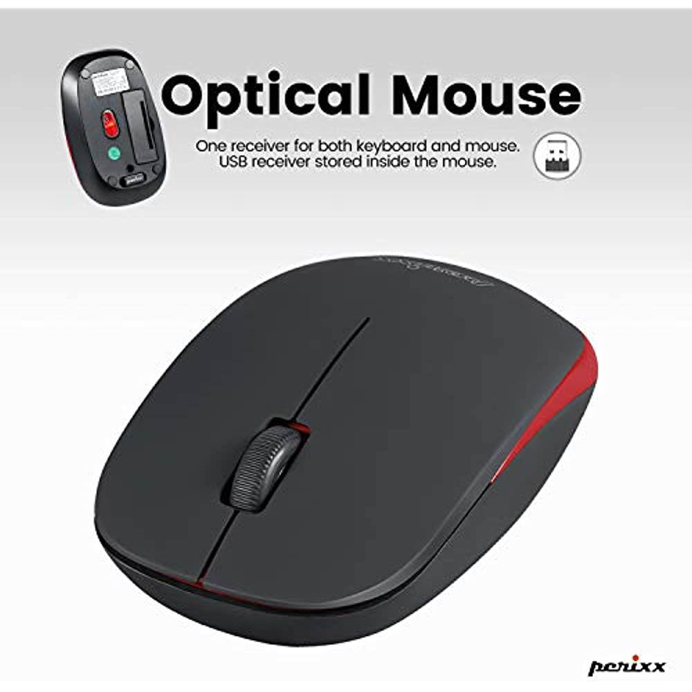 Perixx PERIDUO-712 Wireless Mini Keyboard and Mouse Set, Portable Compact Size 13 Multimedia Hot Keys Keyboard and 1000 DPI Optical Mouse Combo, Black, US Layout