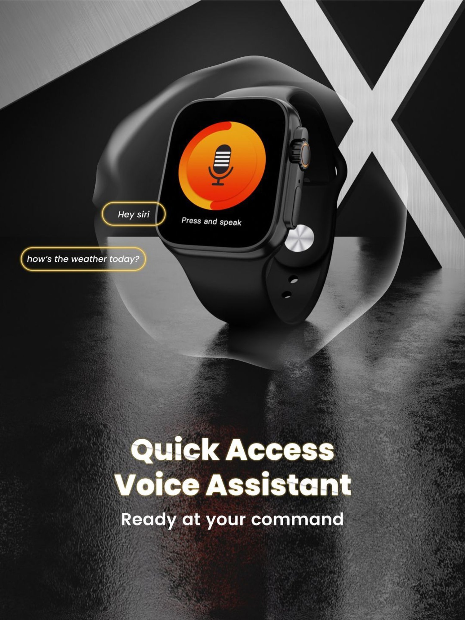 Hammer Pulse X 1.83 inch Rectangular Shape Bluetooth Calling Smartwatch (Black)