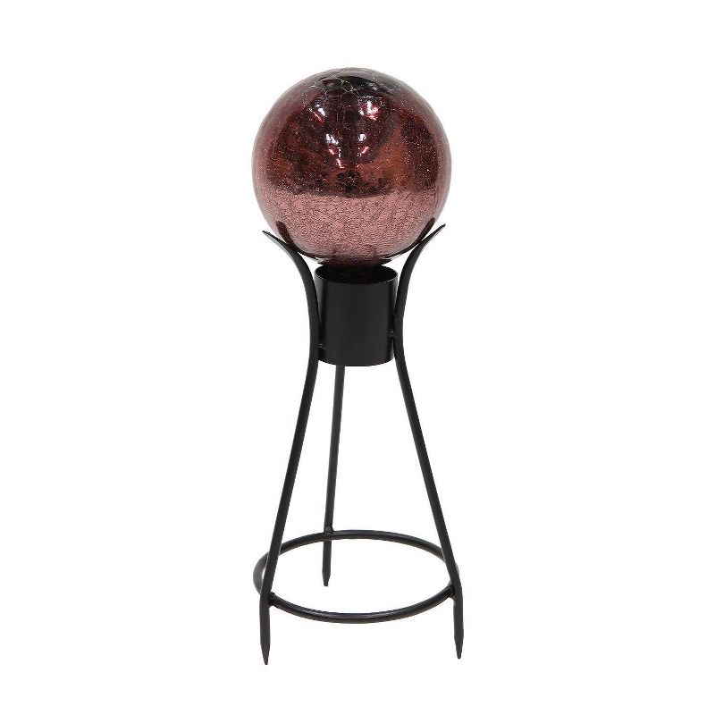 13.75" Iron Trestle III Spiked Gazing Globe Ball Stand Black Powder Coat Finish - ACHLA Designs
