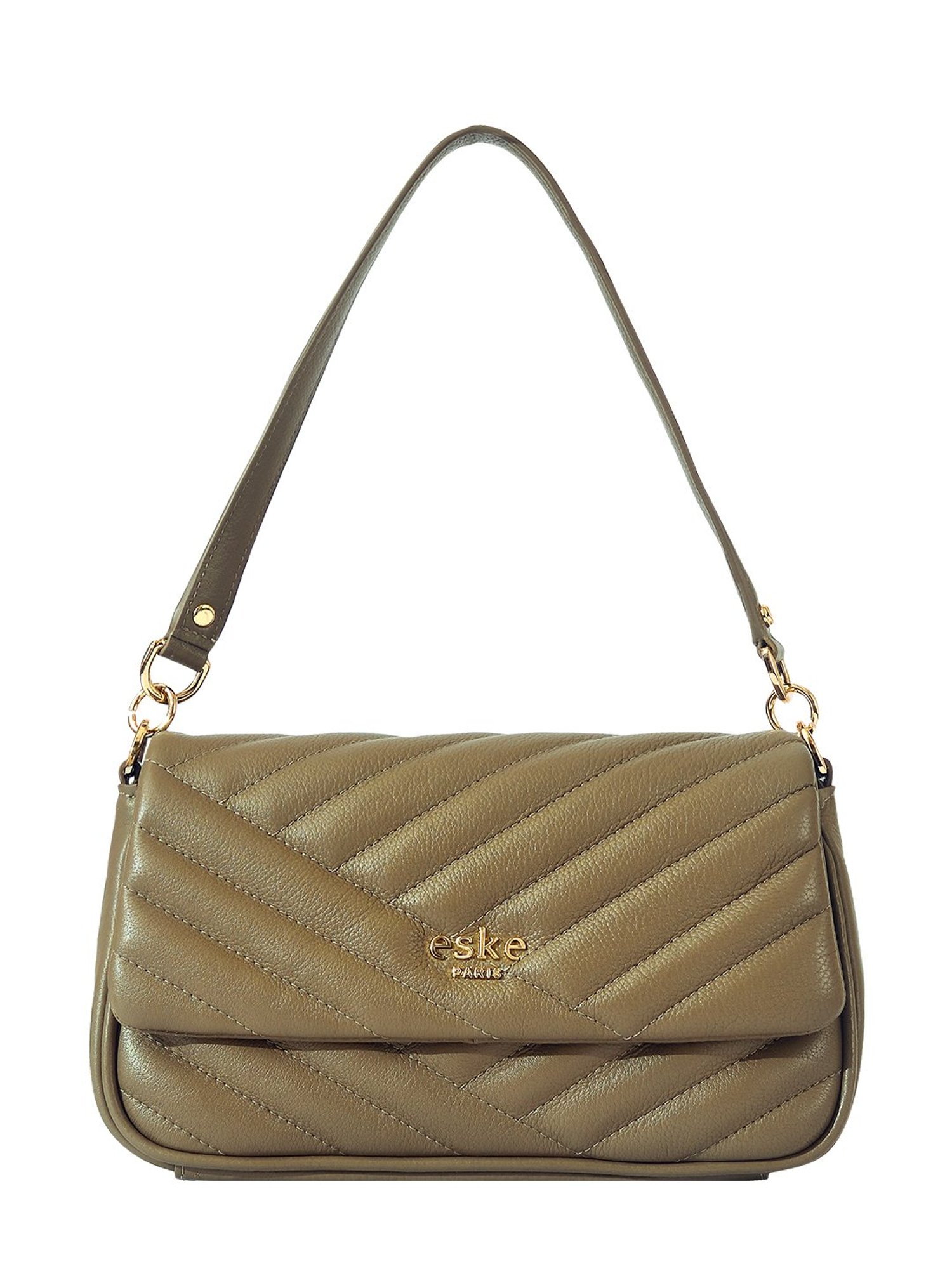 Eske Olive Green Quilted Medium Shoulder Bag