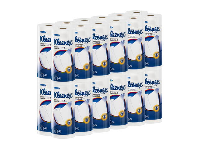 Kleenex Towels Premier Kitchen Paper Towels (13964), Cloth-Like Softness, Perforated, 24 Rolls / Case, 70 Kleenex Paper Towels / Roll