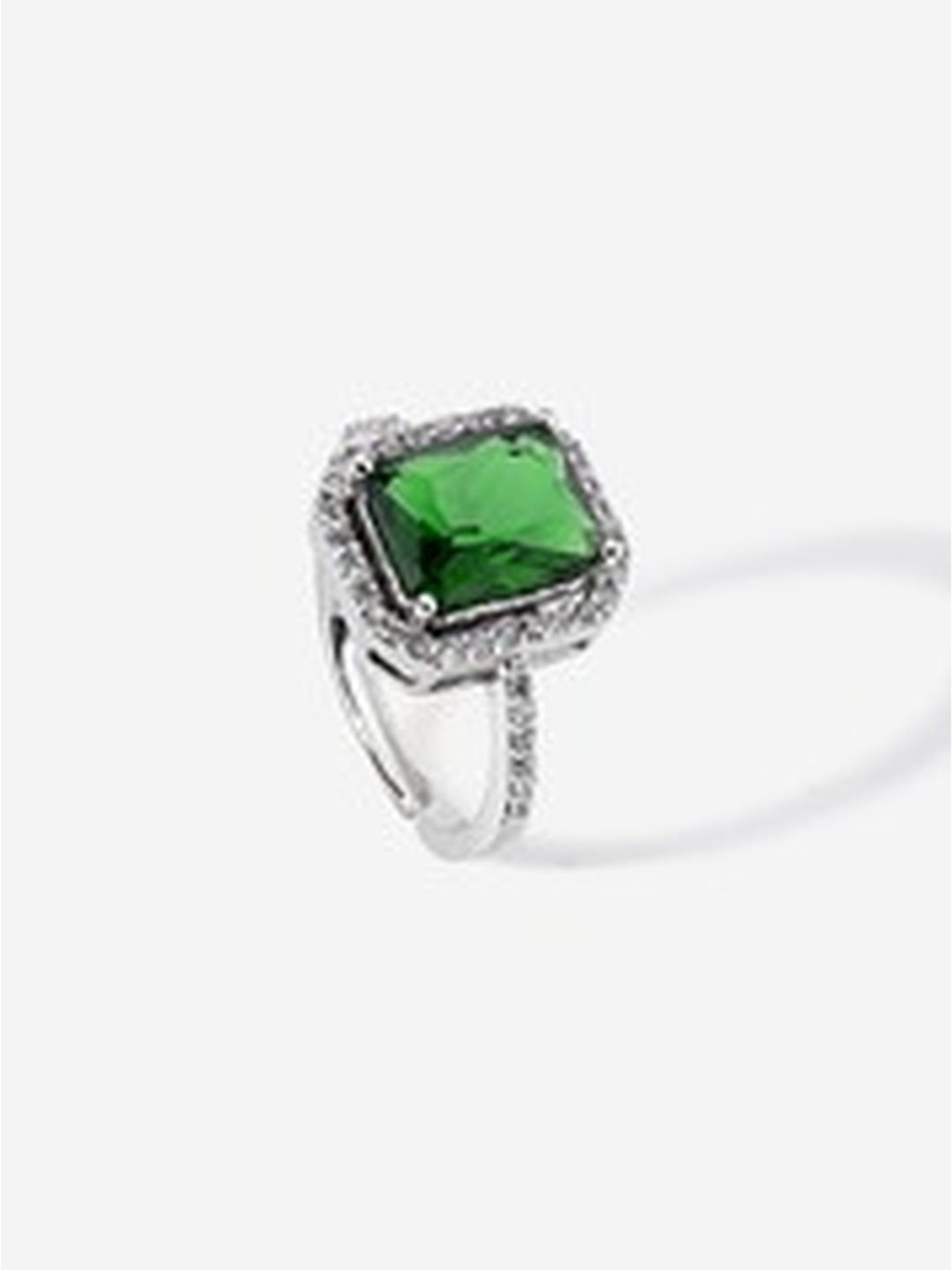 March by FableStreet 92.5 Sterling Silver Green Zircon Statement Ring for Women