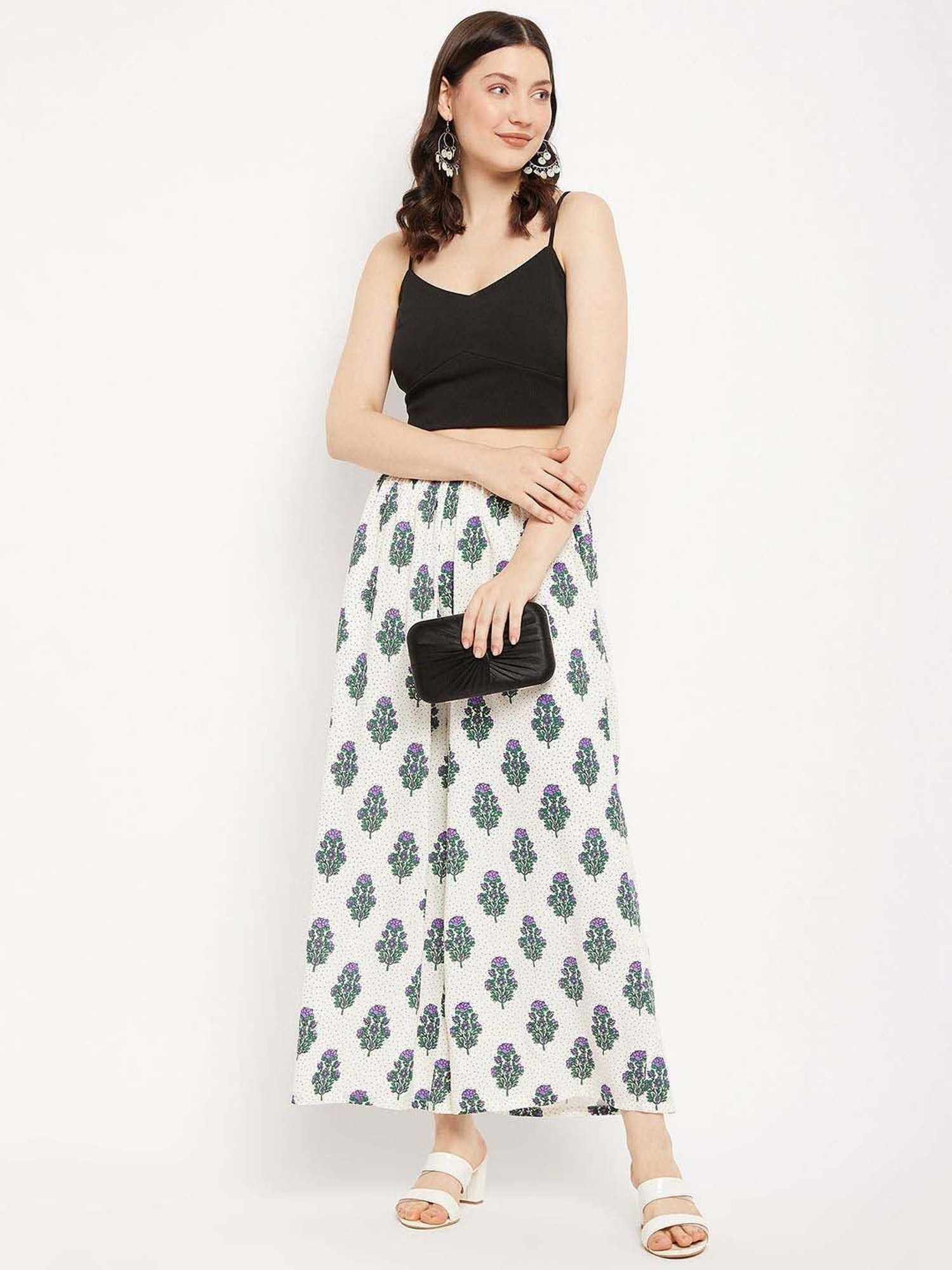 Castle Off-White Printed Palazzos