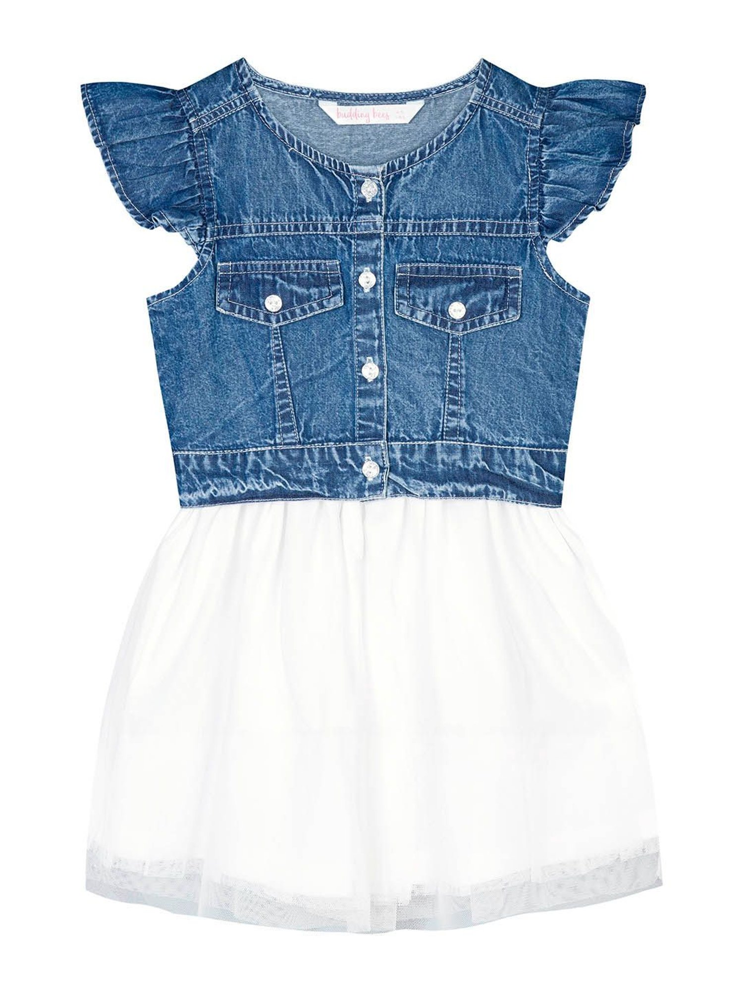 Budding Bees Kids Blue Solid Dress