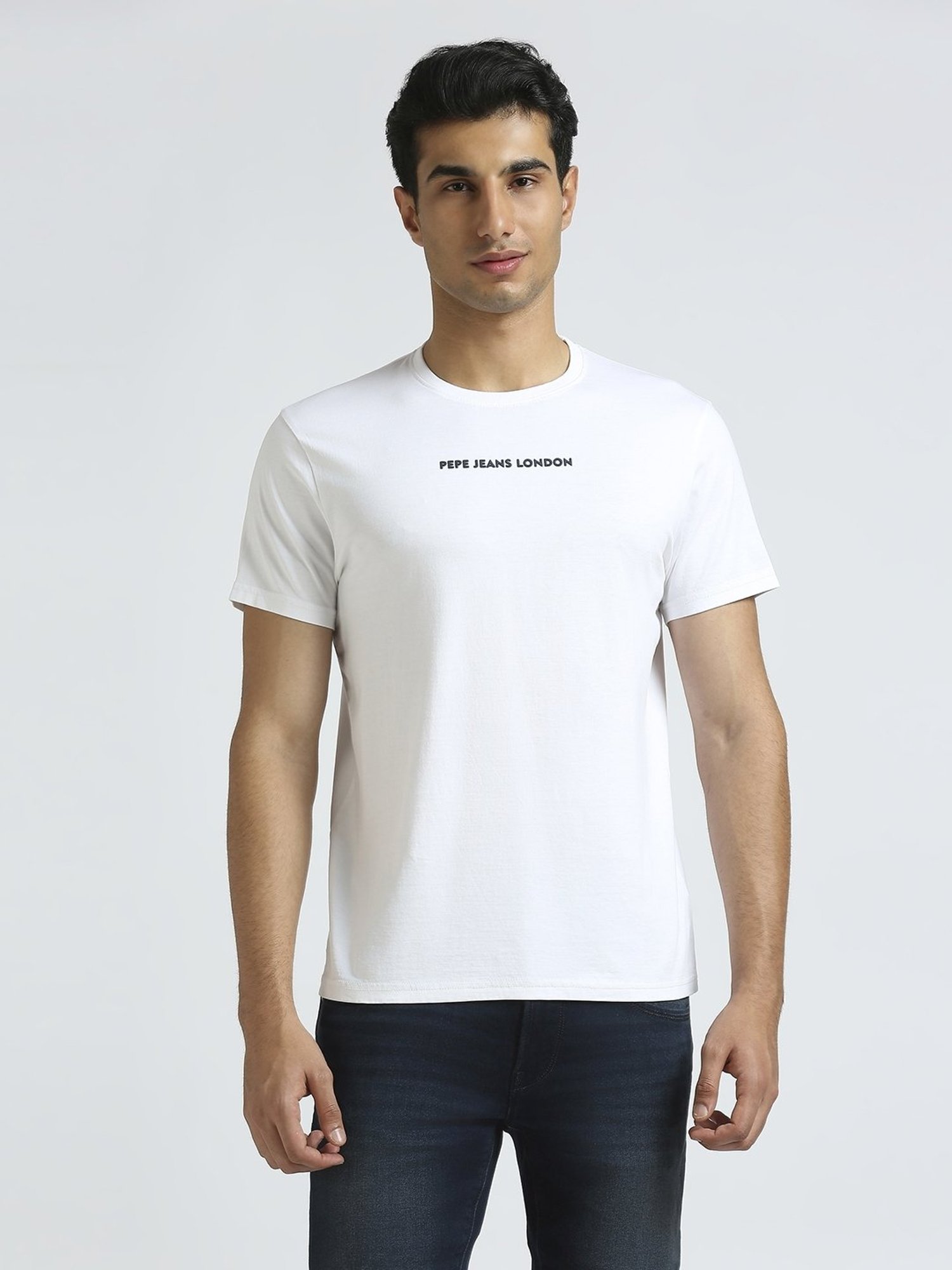 Pepe Jeans White Cotton Slim Fit Printed T-Shirt