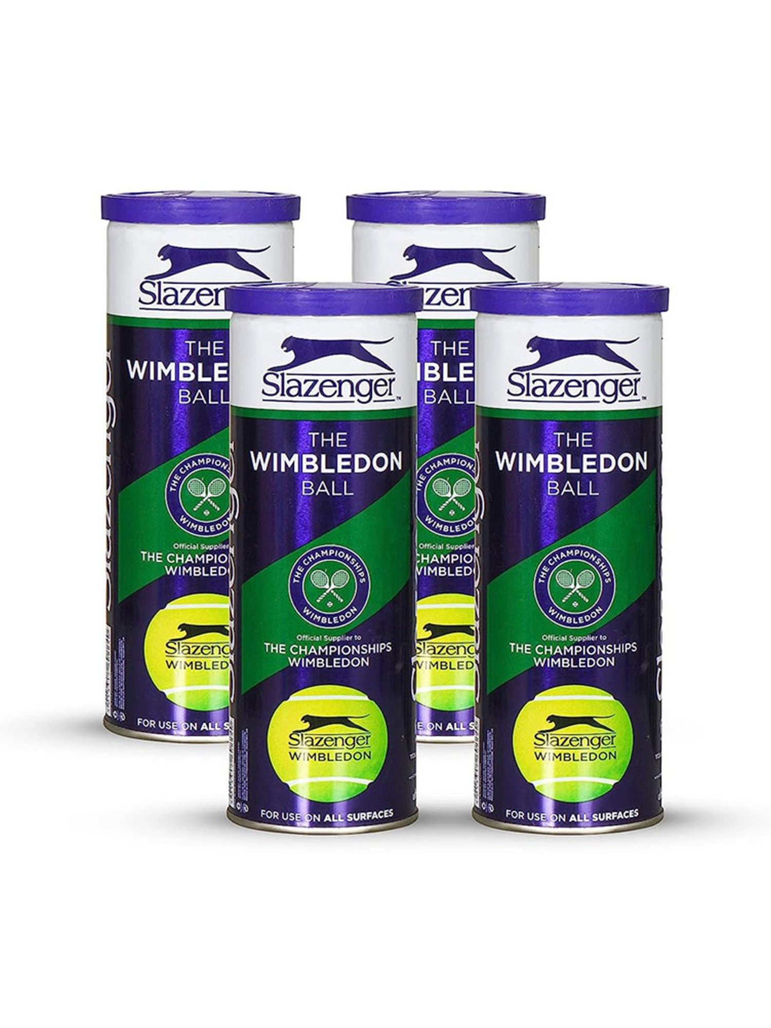 Dunlop 4 Cans Slazenger Wimbledon Tennis Ball (Lime) Size - 6.86 cm