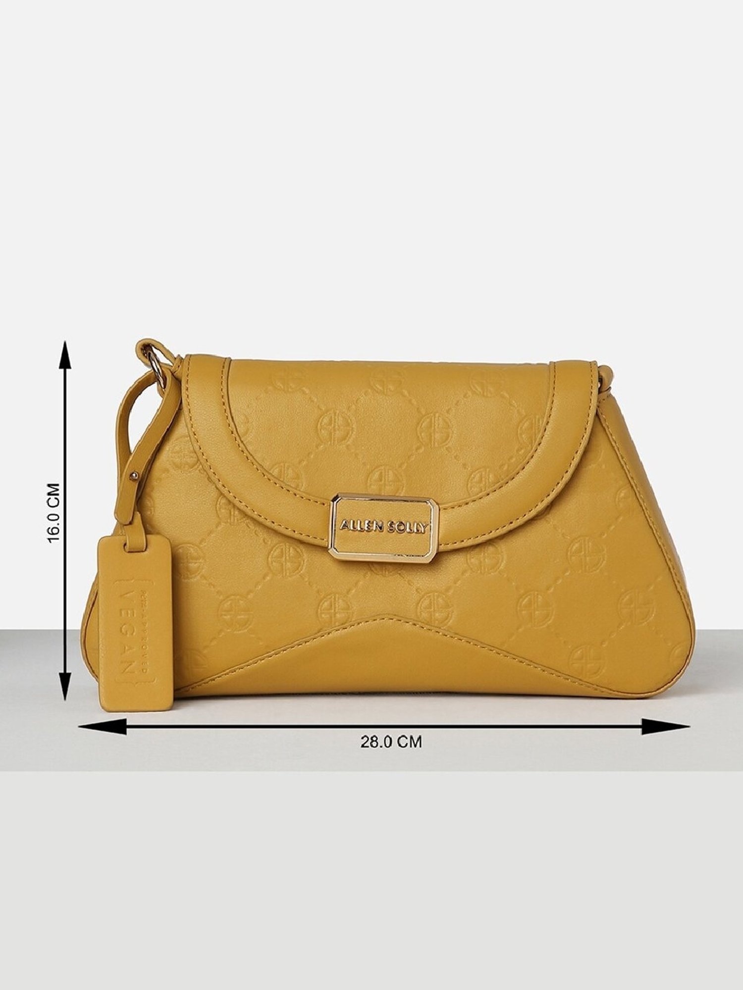 Allen Solly Yellow Textured Sling Handbag