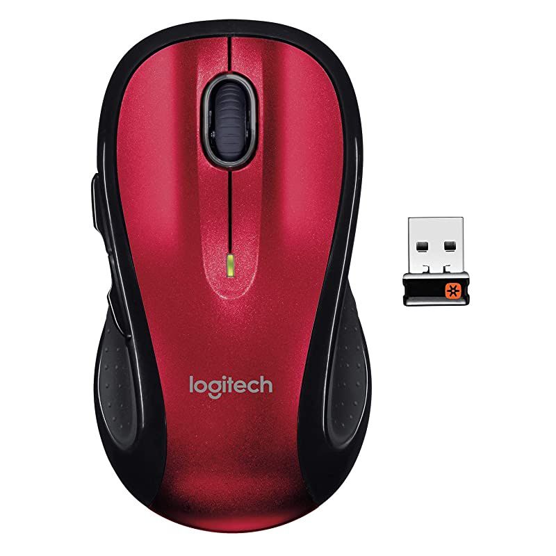 M510 Wireless Computer Mouse Comfortable Shape with USB Unifying Receiver with BackForward Buttons and SidetoSide Scrolling Red