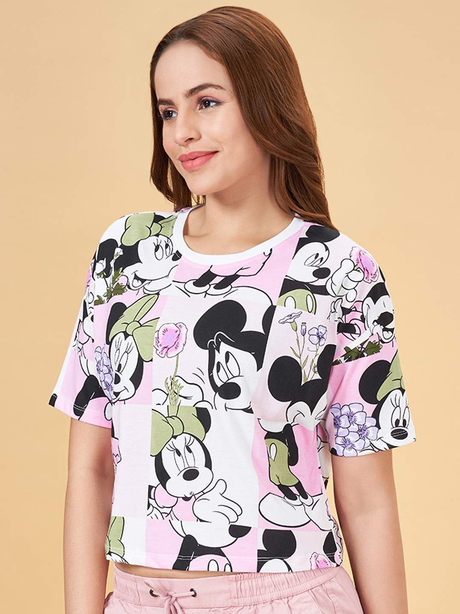 Honey by Pantaloons White Cotton Printed Crop T-Shirt