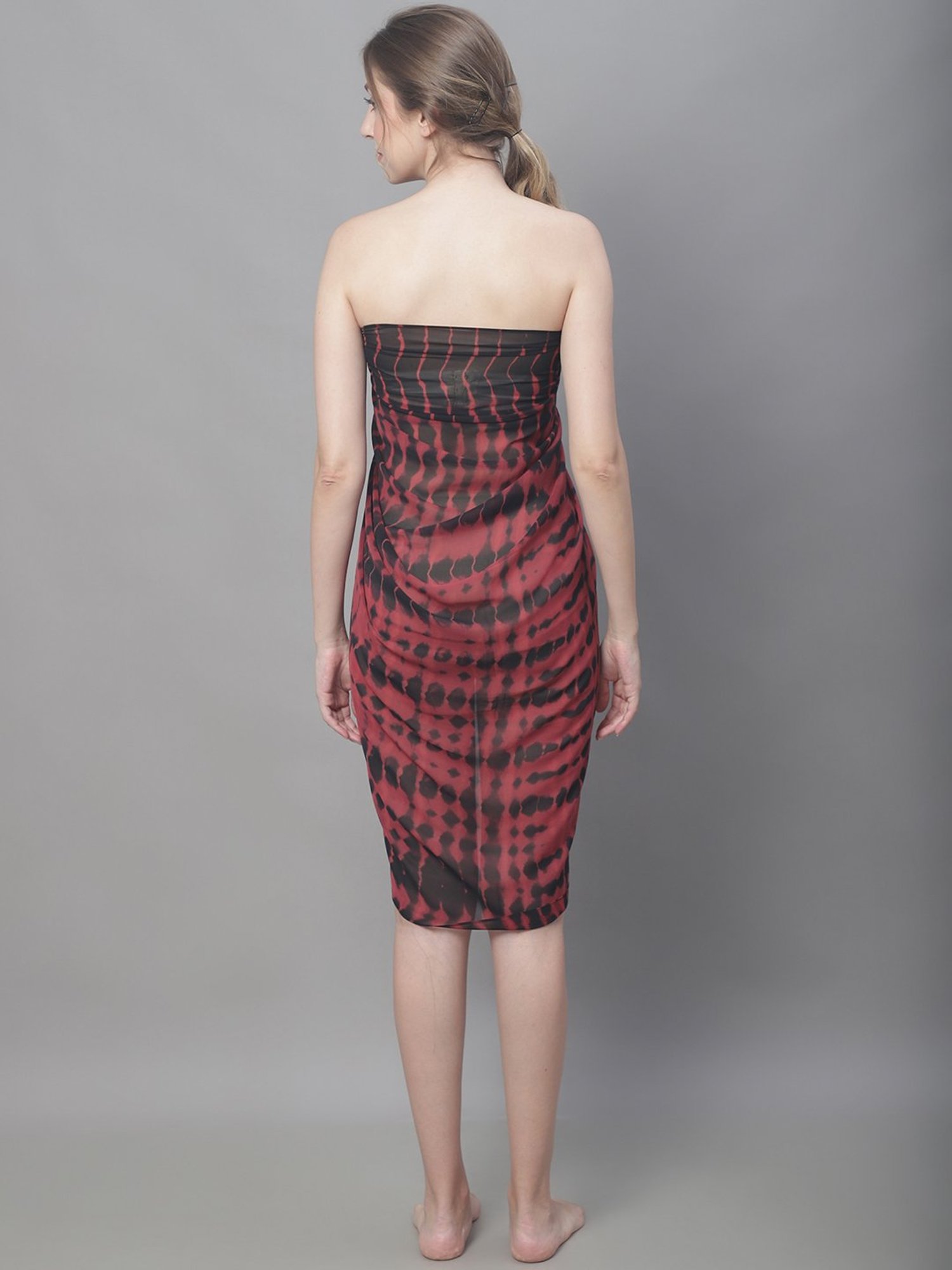 Claura Maroon Printed Beachwear Sarong