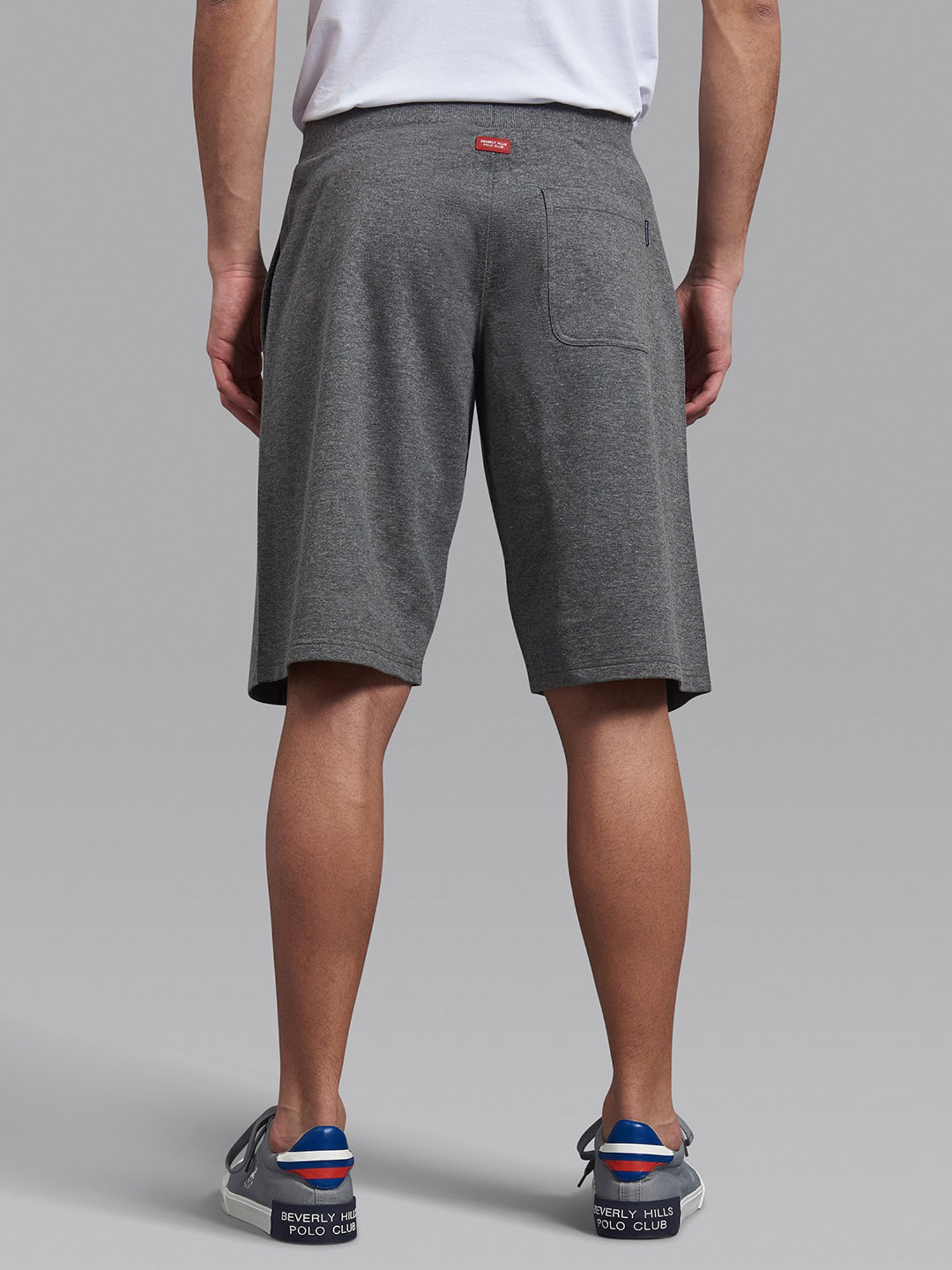 Beverly Hills Polo Club Ash Grey Cotton Regular Fit Printed Shorts