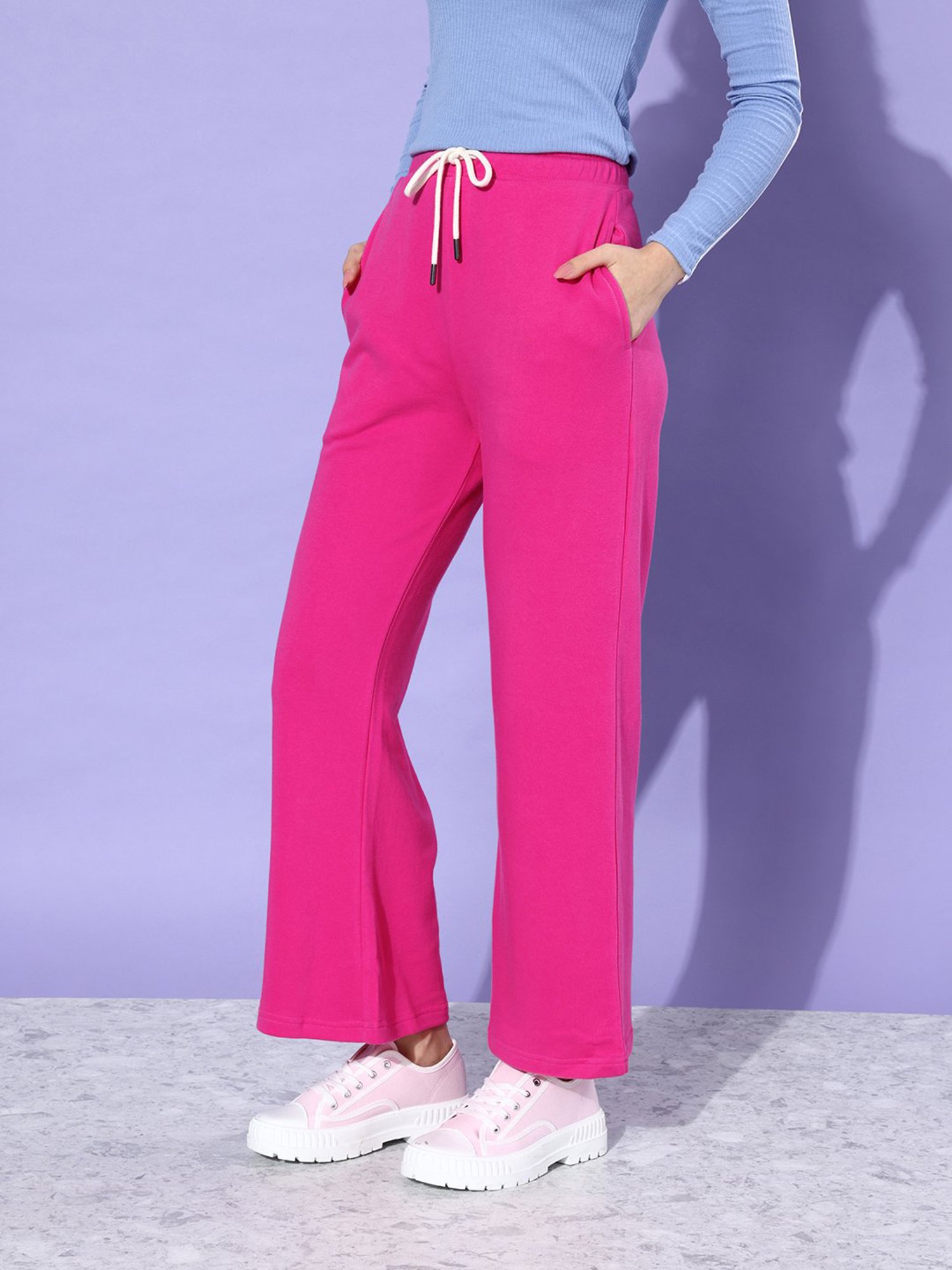 Dillinger Pink Fleece Regular Fit High Rise Trackpants
