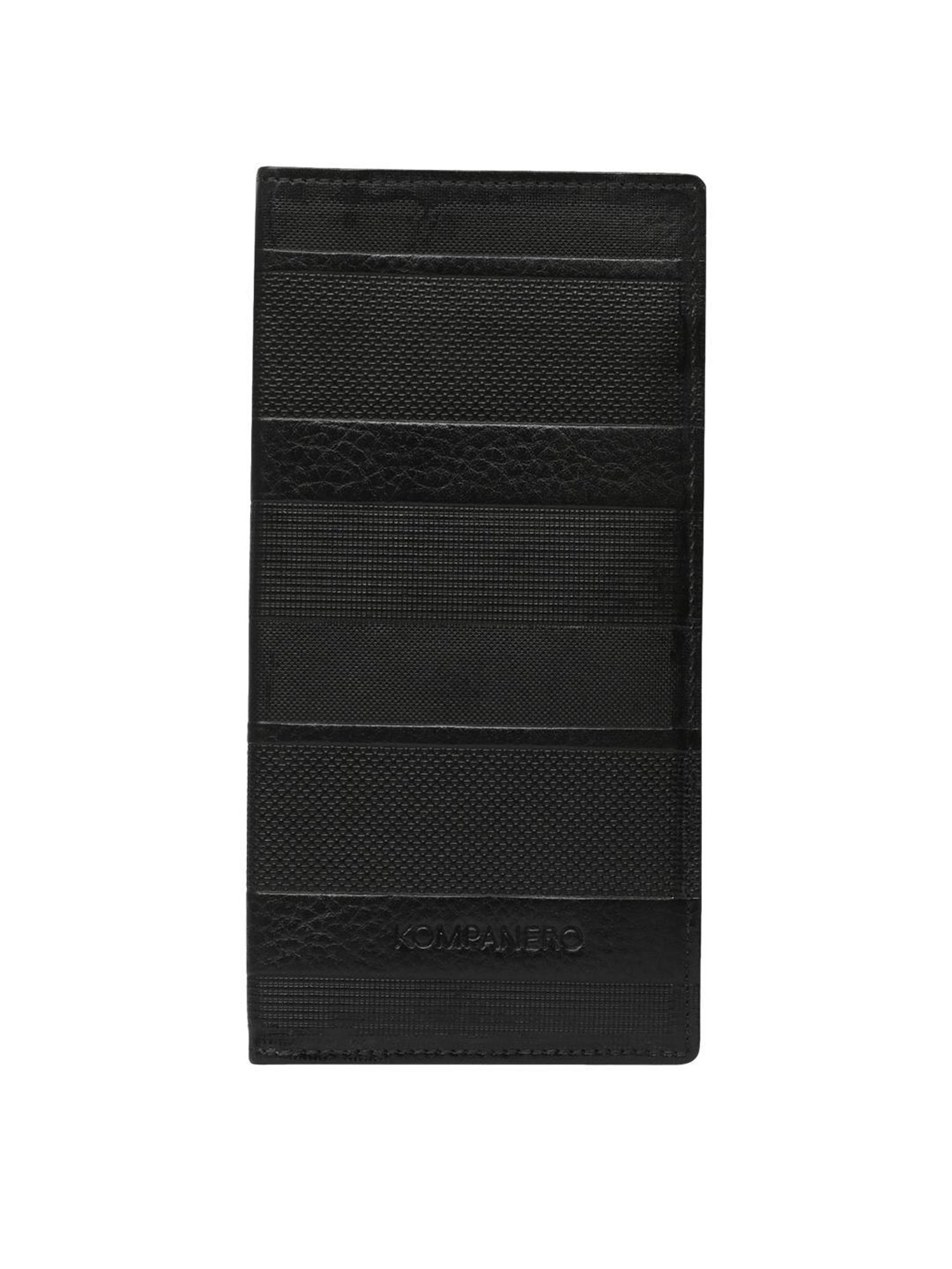 KOMPANERO Sebastian Black Textured Bi-Fold Wallet