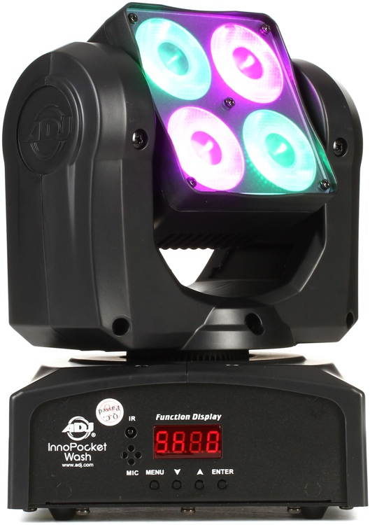 (8) ADJ Products Inno Pocket Wash Mini Moving Head . W/  Chauvet Xpress 512 and 8 DMX Cables.