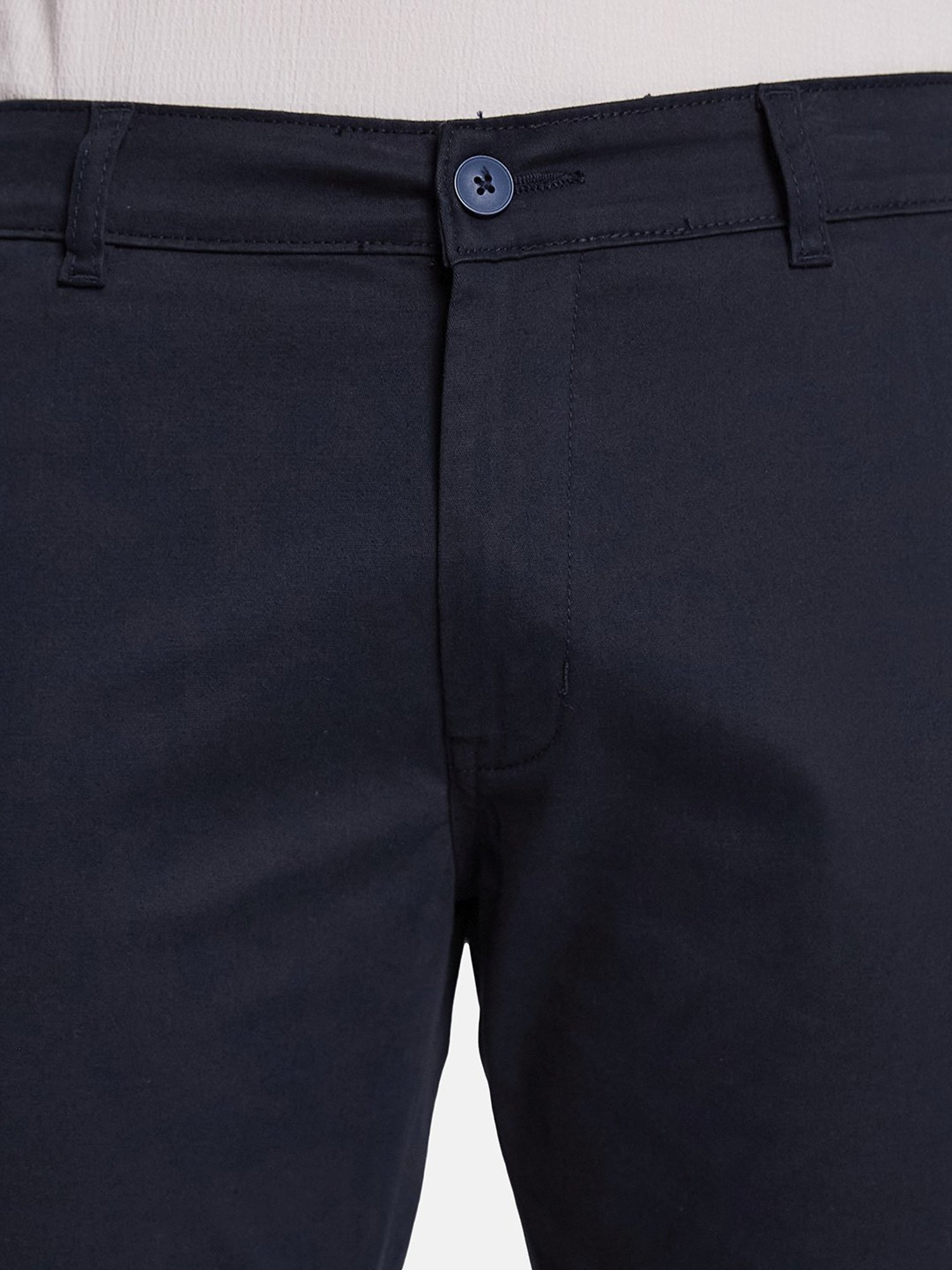 Octave Navy Cotton Regular Fit Trousers
