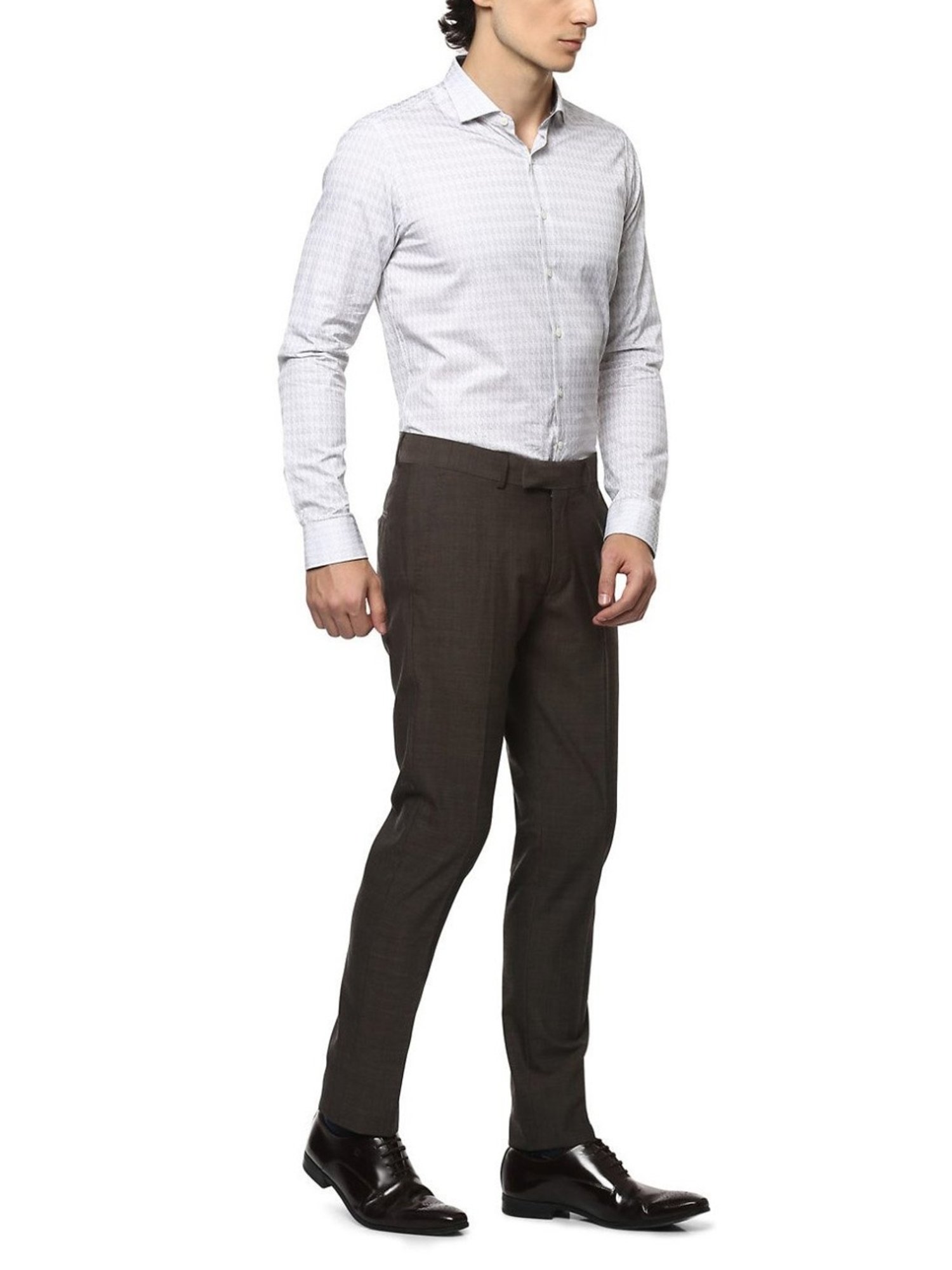 Simon Carter London Grey Slim Fit Flat Front Trousers