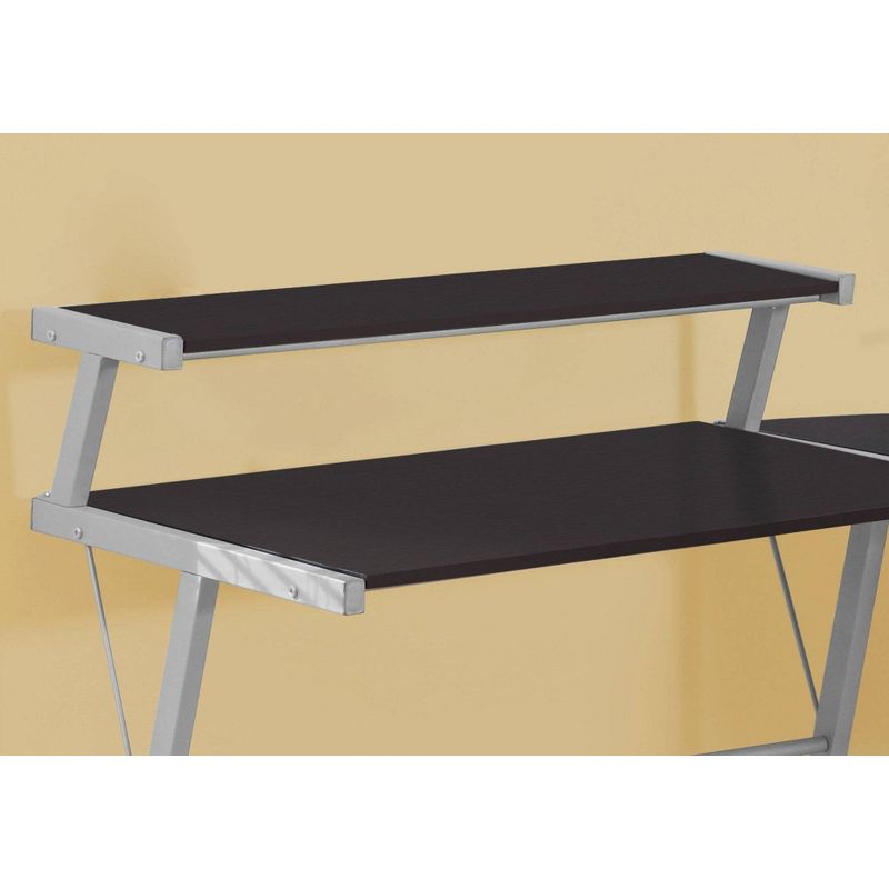 Contemporary Minimalist Cappuccino Top Computer Desk - Silver Metal - EveryRoom