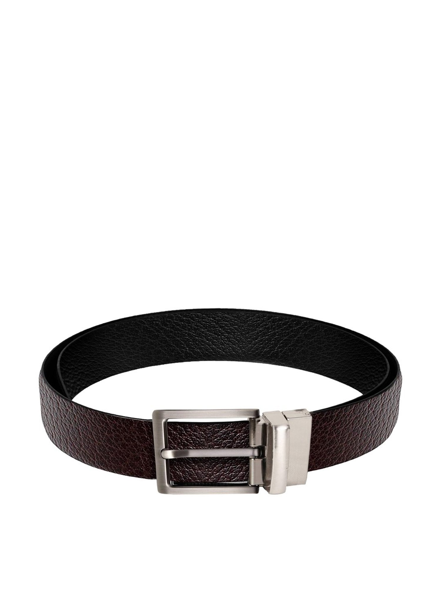 SCHARF Dark Brown Leather Reversible Belt With Wallet for Men