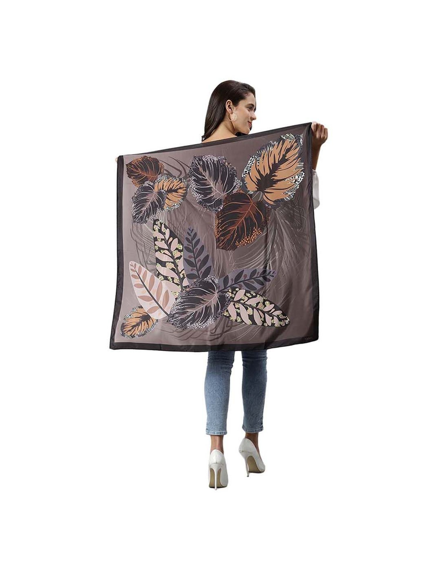 Tossido Brown Printed Stole