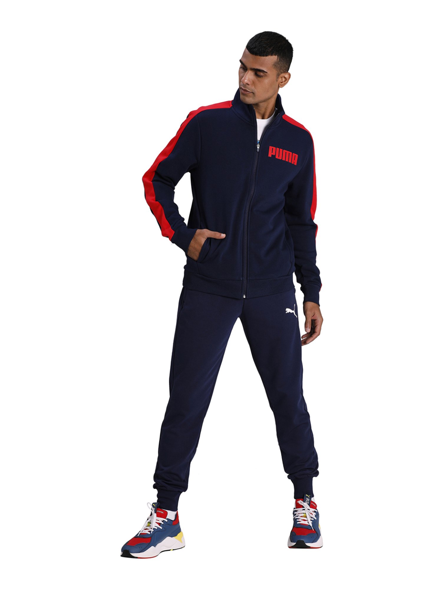 Puma Navy Cotton Regular Fit Sports Jacket