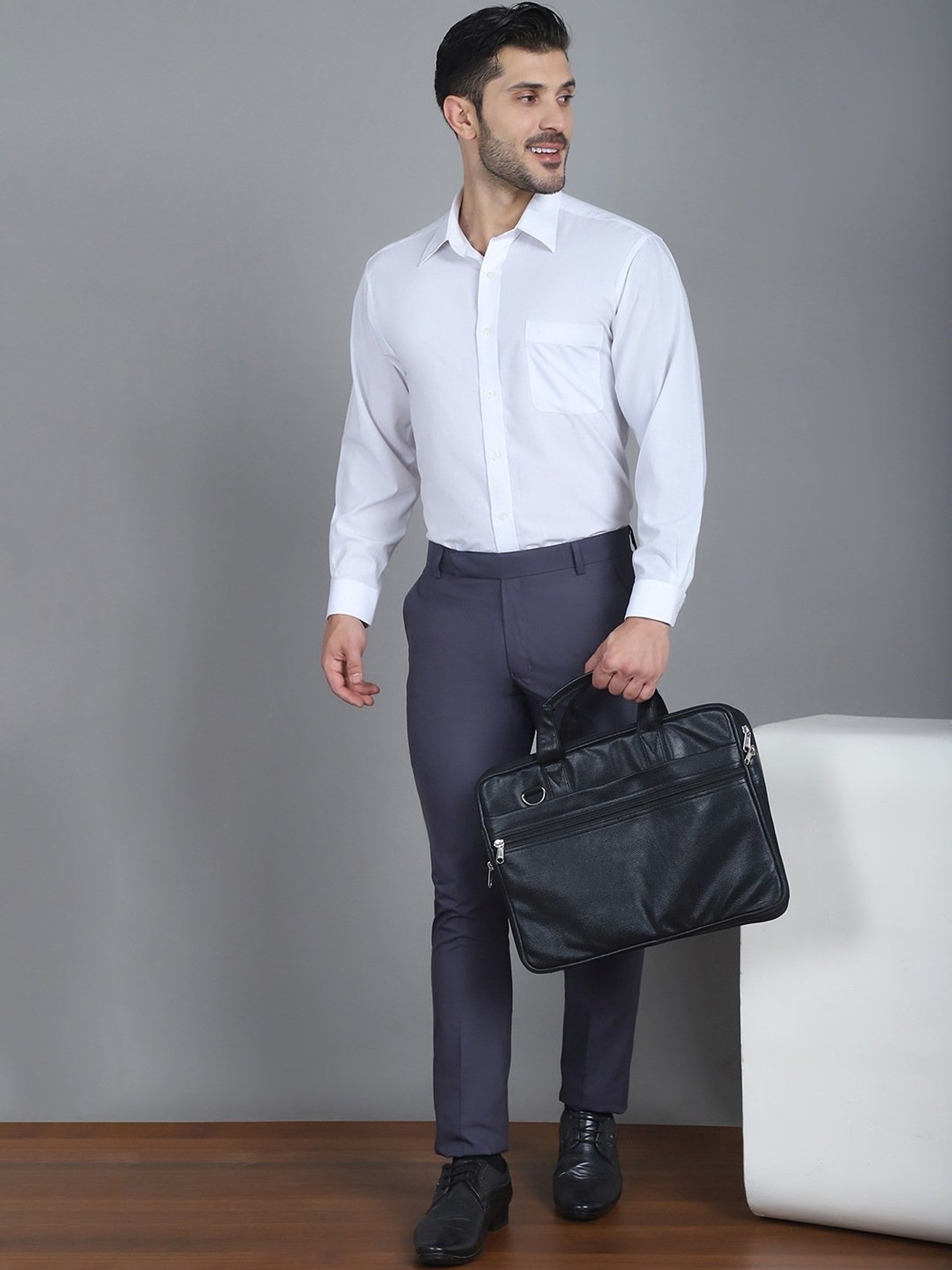 Jainish Grey Tapered Fit Trousers
