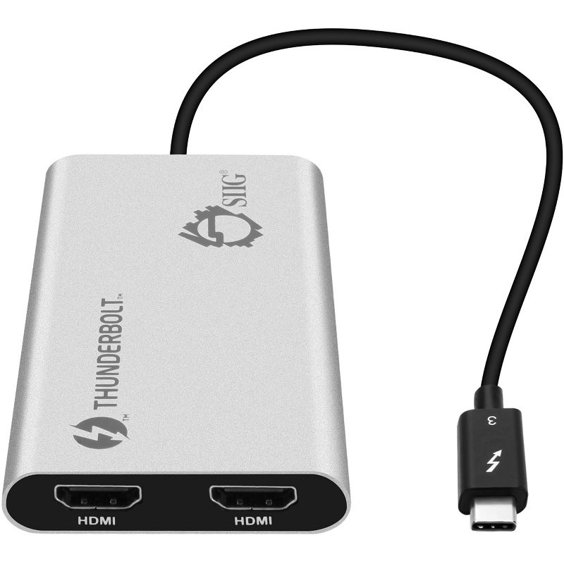 SIIG Thunderbolt 3 to Dual HDMI 2.0 Port Display Adapter at 4K 60Hz - Intel Thunderbolt 3 Certified - Windows/MacBook Pro/Chromebook/XPS/Surface Book