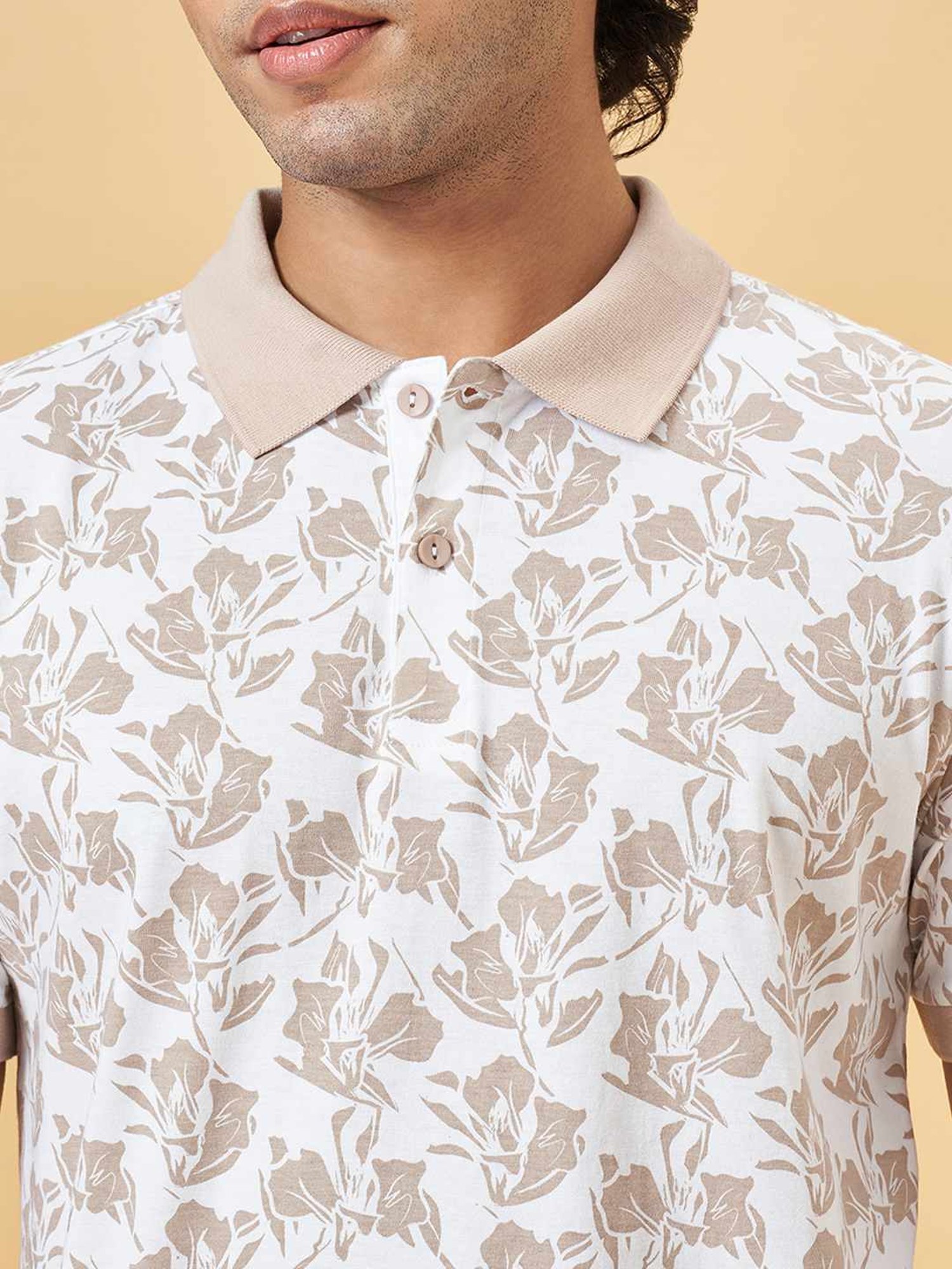 Byford By Pantaloons Appleblossom Slim Fit Printed Polo T-Shirt