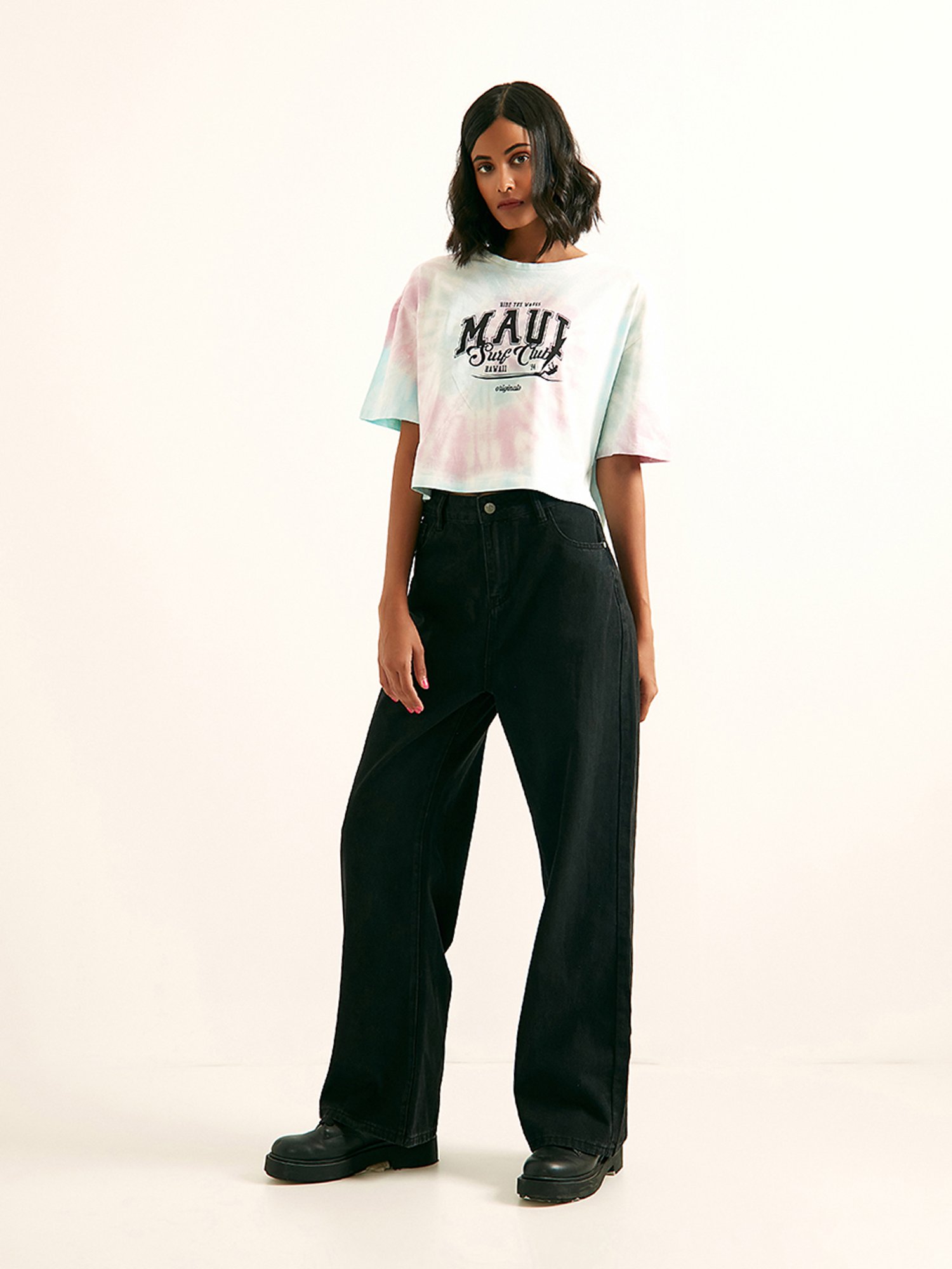 Cover Story Blue & White Textured T-Shirt