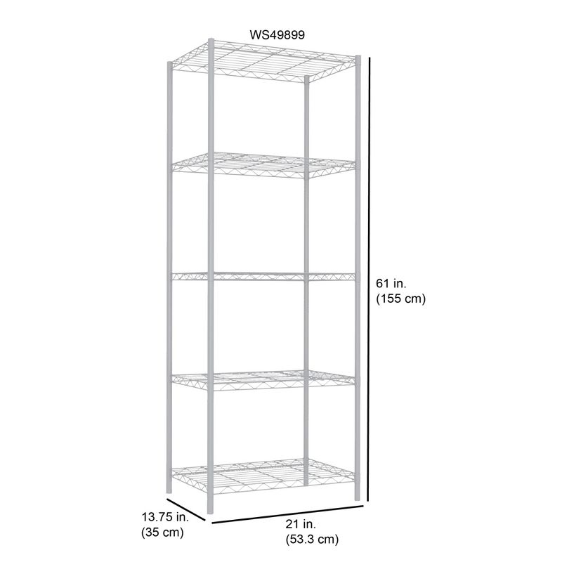 Home Basics 5  Tier Steel  Wire Shelf, White