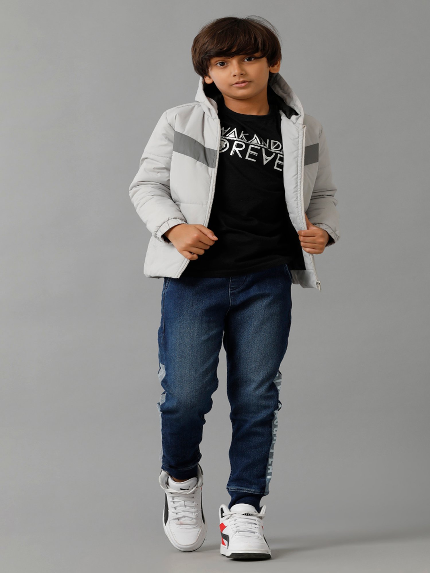 Under Fourteen Only Boys Navy Solid Denim Joggers