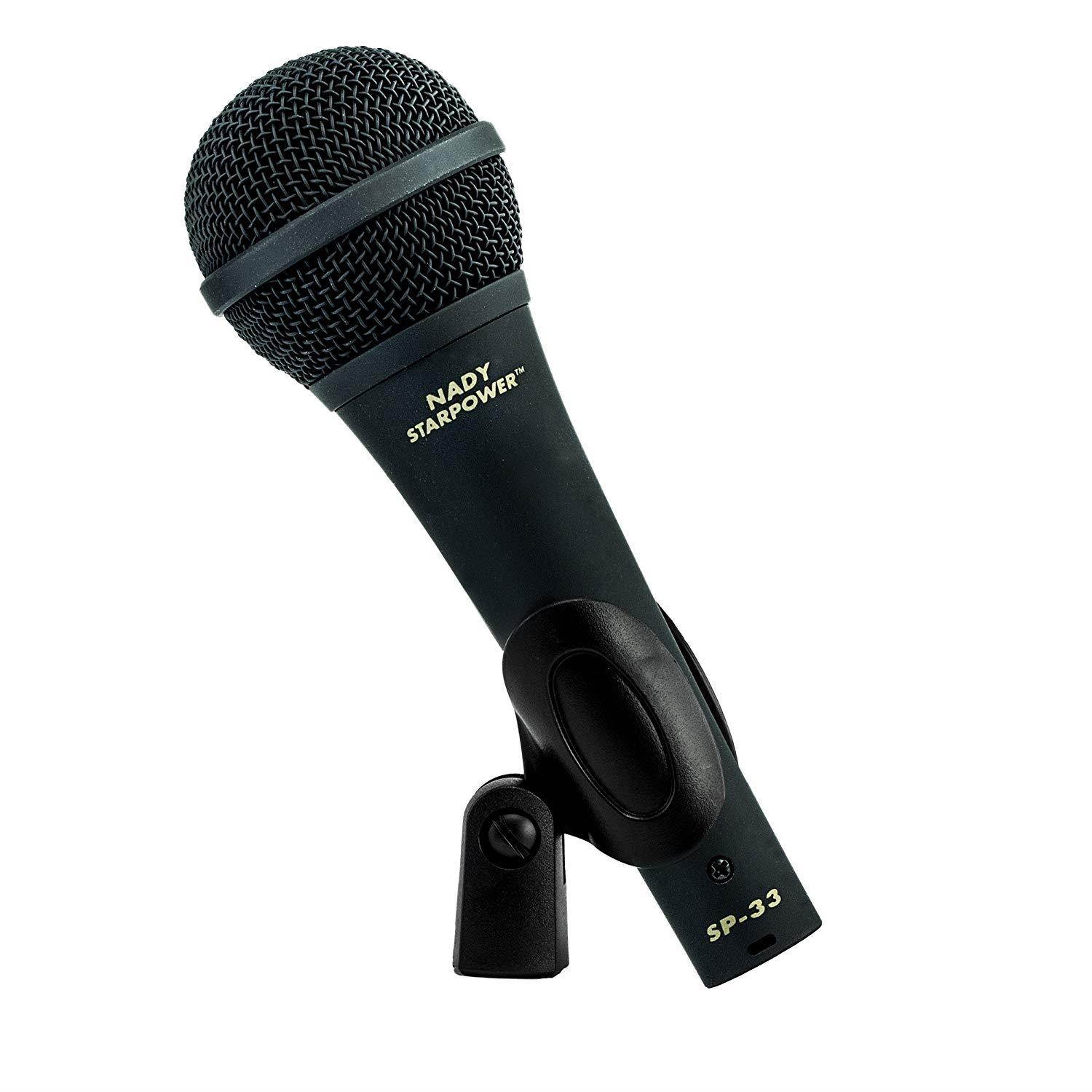 Nady SP-33 Dynamic Vocal Microphone - 50Hz-16kHz frequency range, aluminum alloy voice coil and easy-to-grip comfortable rubber coating, incudes microphone clip