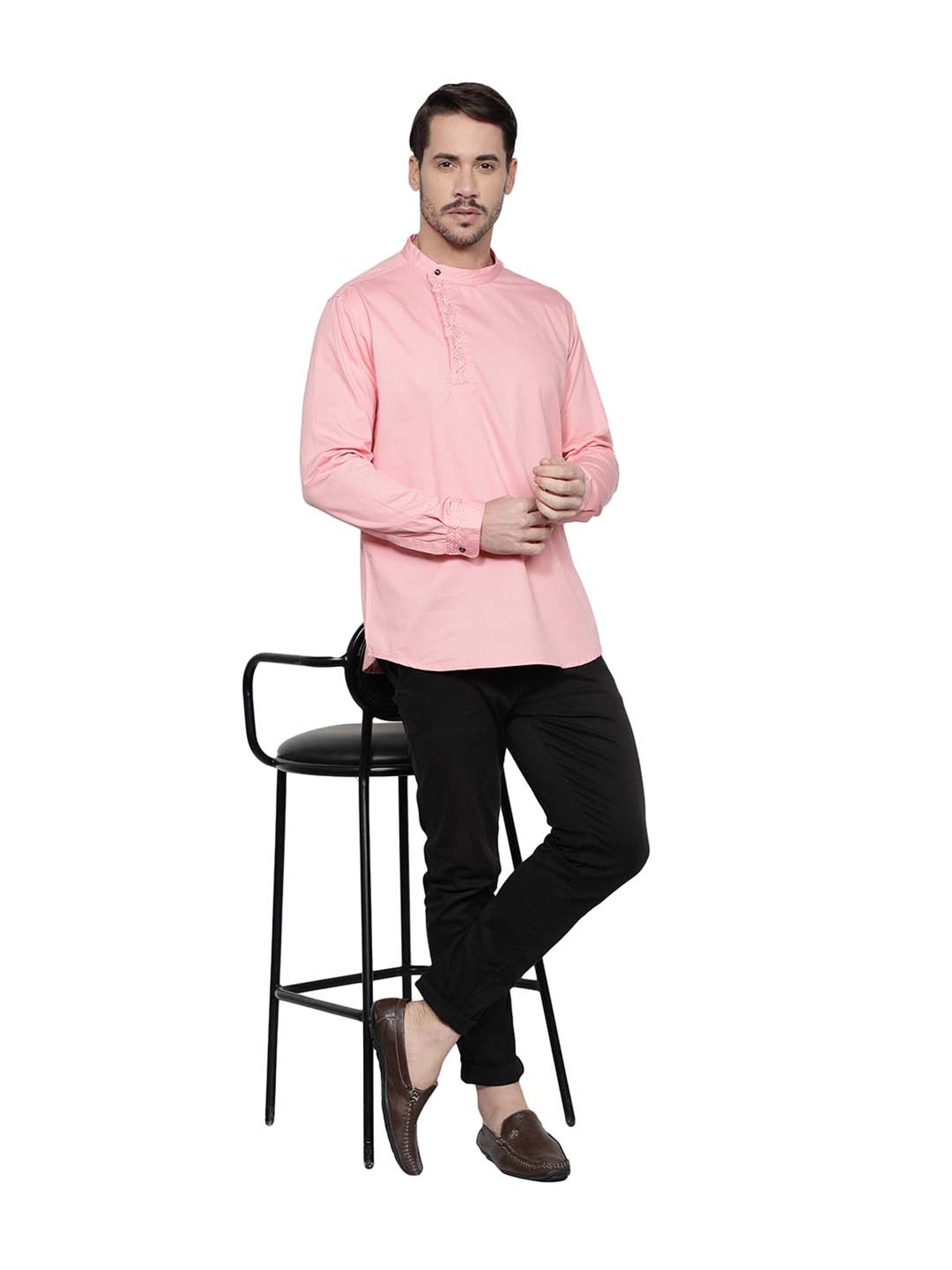 Kuons Avenue Rose Pink Regular Fit Angrakha Kurta