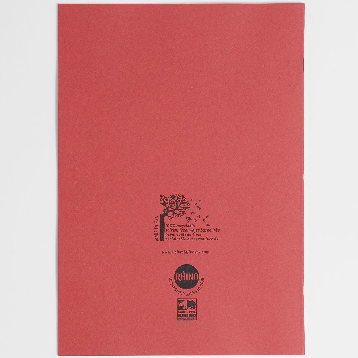 Rhino Exercise Book, A4, 48 page, 15mm ruled lines, Red Cover (Pack of 10)