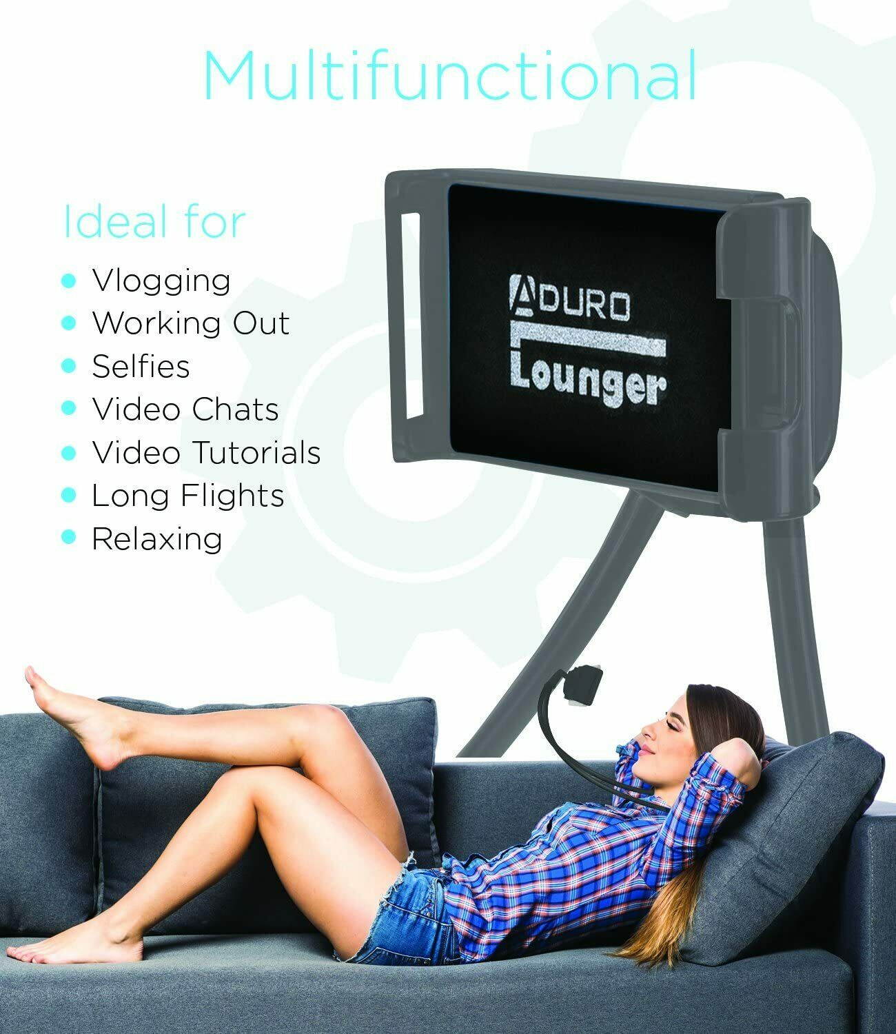 Aduro Lounger Cell Phone Mount Holder for Neck, Universal Smartphone Lazy Stand