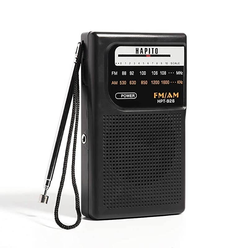 AM/FM Radio Battery Operated Transistor Radio - Excellent Reception, Built-in Speaker and Headphone Jack for Walking Hiking Camping & Emergency Use