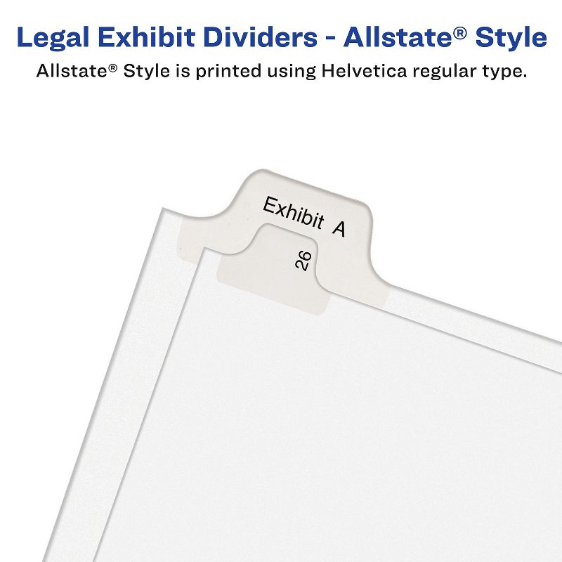 Avery Allstate-Style Legal Exhibit Side Tab Dividers 25-Tab 126-150 Letter White 01706