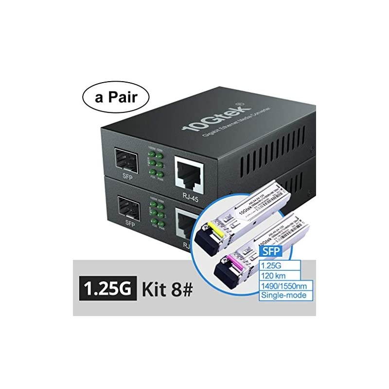 Pir of 1.25G Bidi MediConverter(kit #8), SFP Slot, with Pir Bidi SFP Module, SMF, 120-km