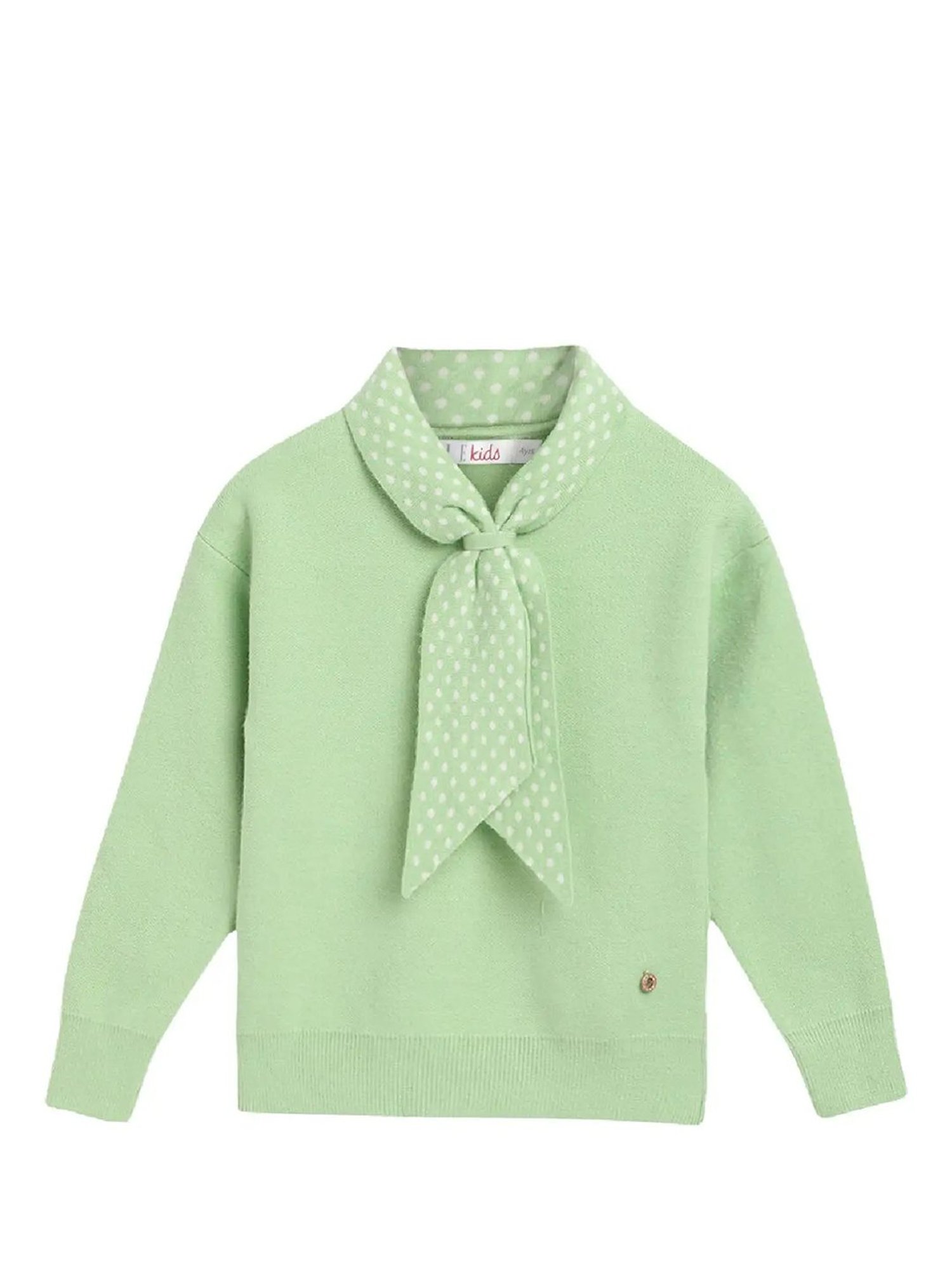 Elle Kids Green Solid Full Sleeves Sweater